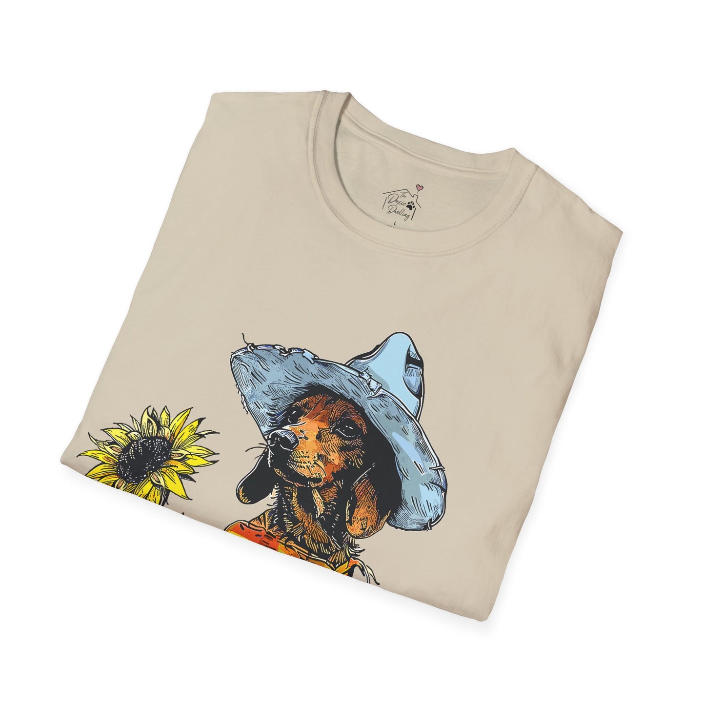 "Sunflowers" Tan Smooth-Haired Dachshund Unisex Softstyle T-Shirt