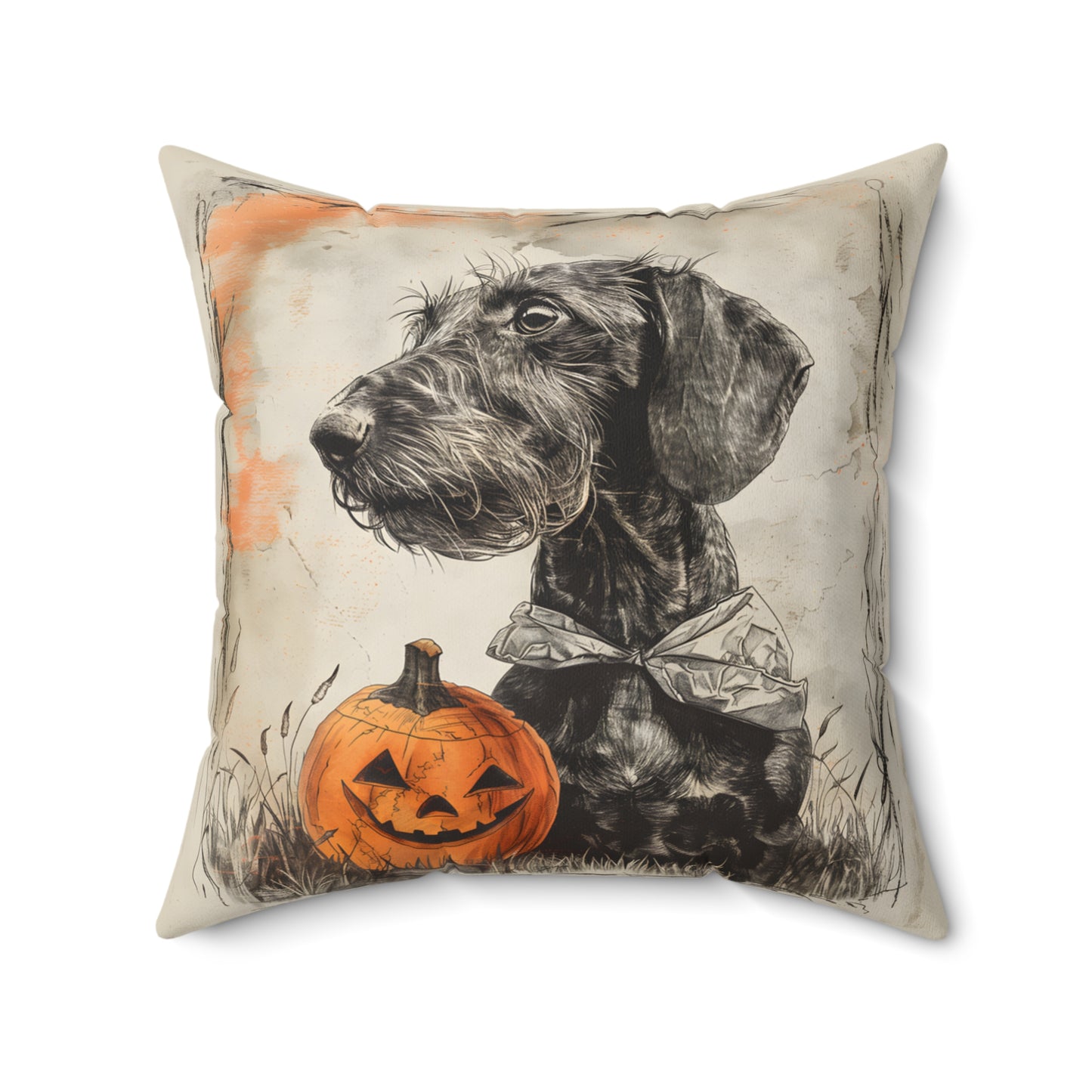 #30 Halloween Inspired Wire-Haired Dachshund Throw Pillow