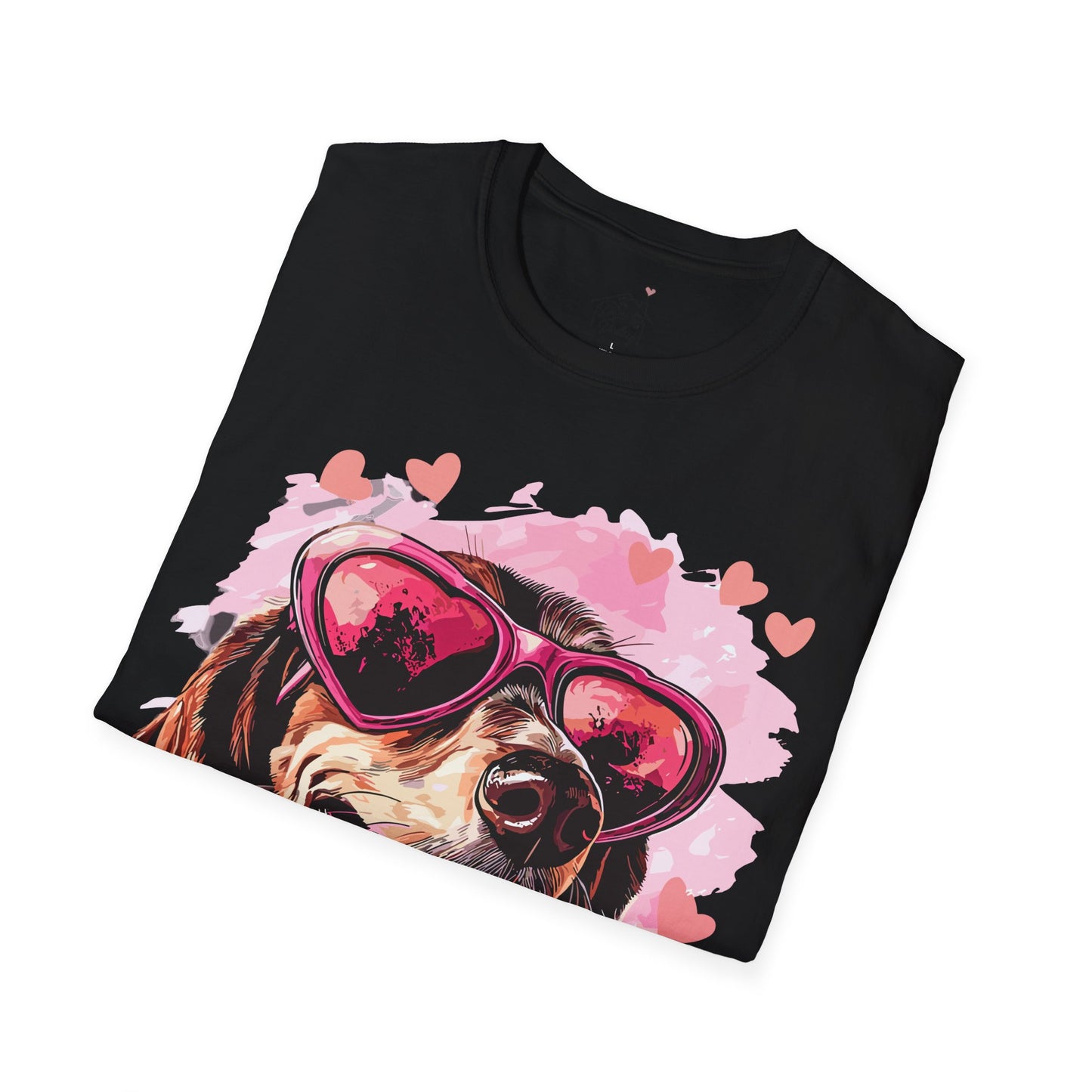 "Tanned Hearts" Tan Smooth-Haired Dachshund Unisex Softstyle T-Shirt