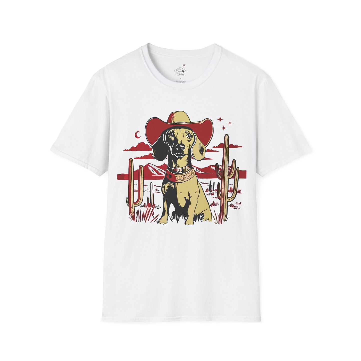 "Space Cowboy" Tan Smooth-Haired Dachshund Unisex Softstyle T-Shirt