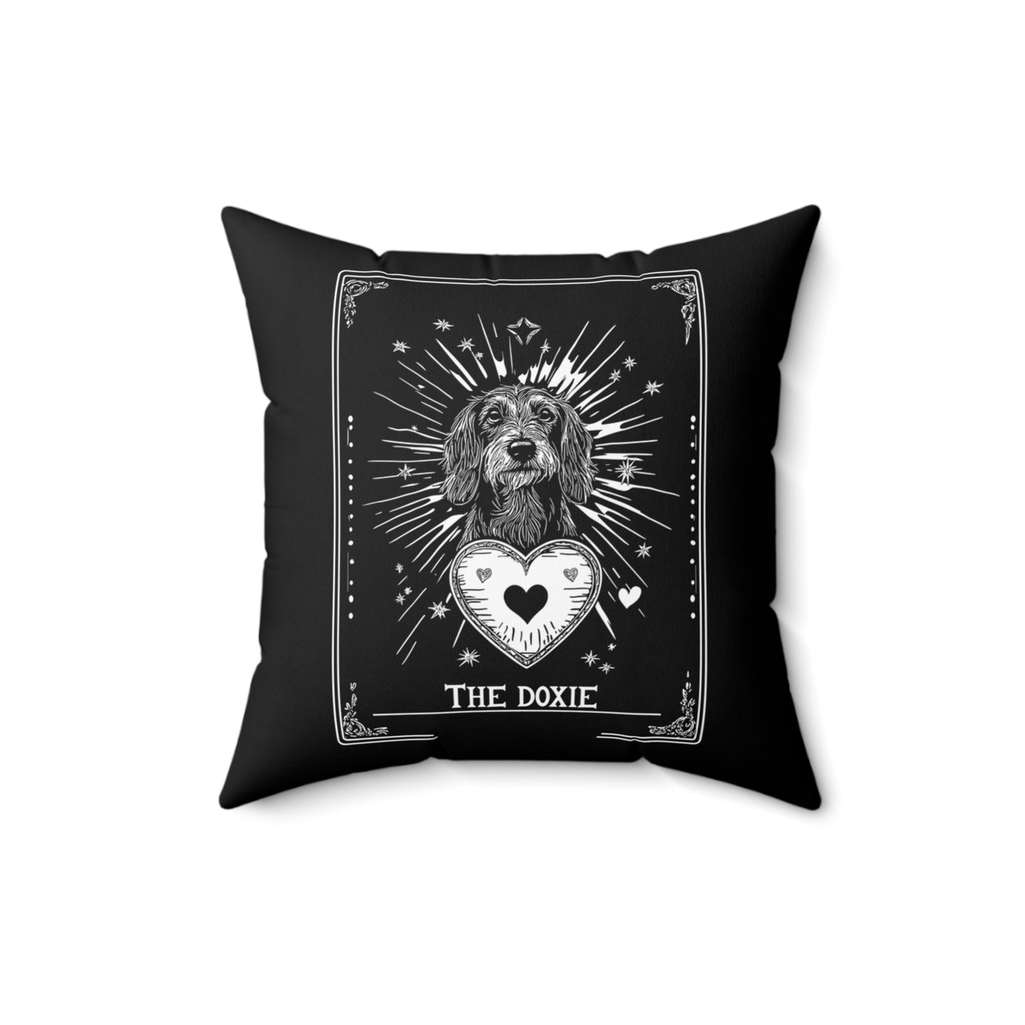 "Wire Tarot" Wire-Haired Dachshund Square Throw Pillow