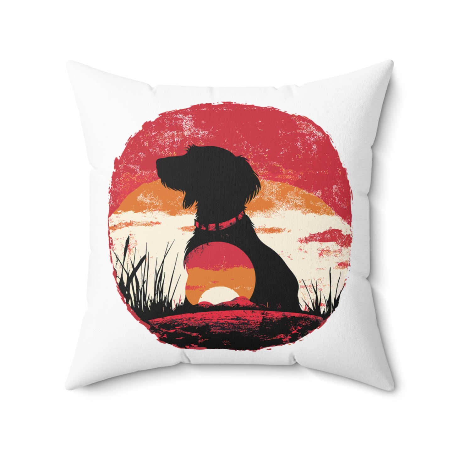 "Wired Sunset" Wire-Haired Dachshund Square Throw Pillow