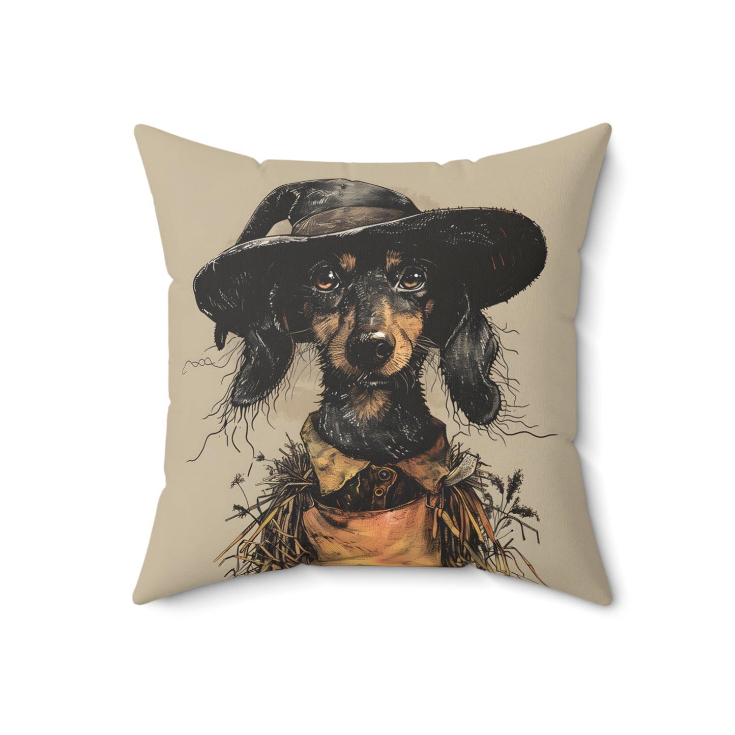 #8 Autumn Inspired Black & Tan Smooth-Haired Dachshund Throw Pillow