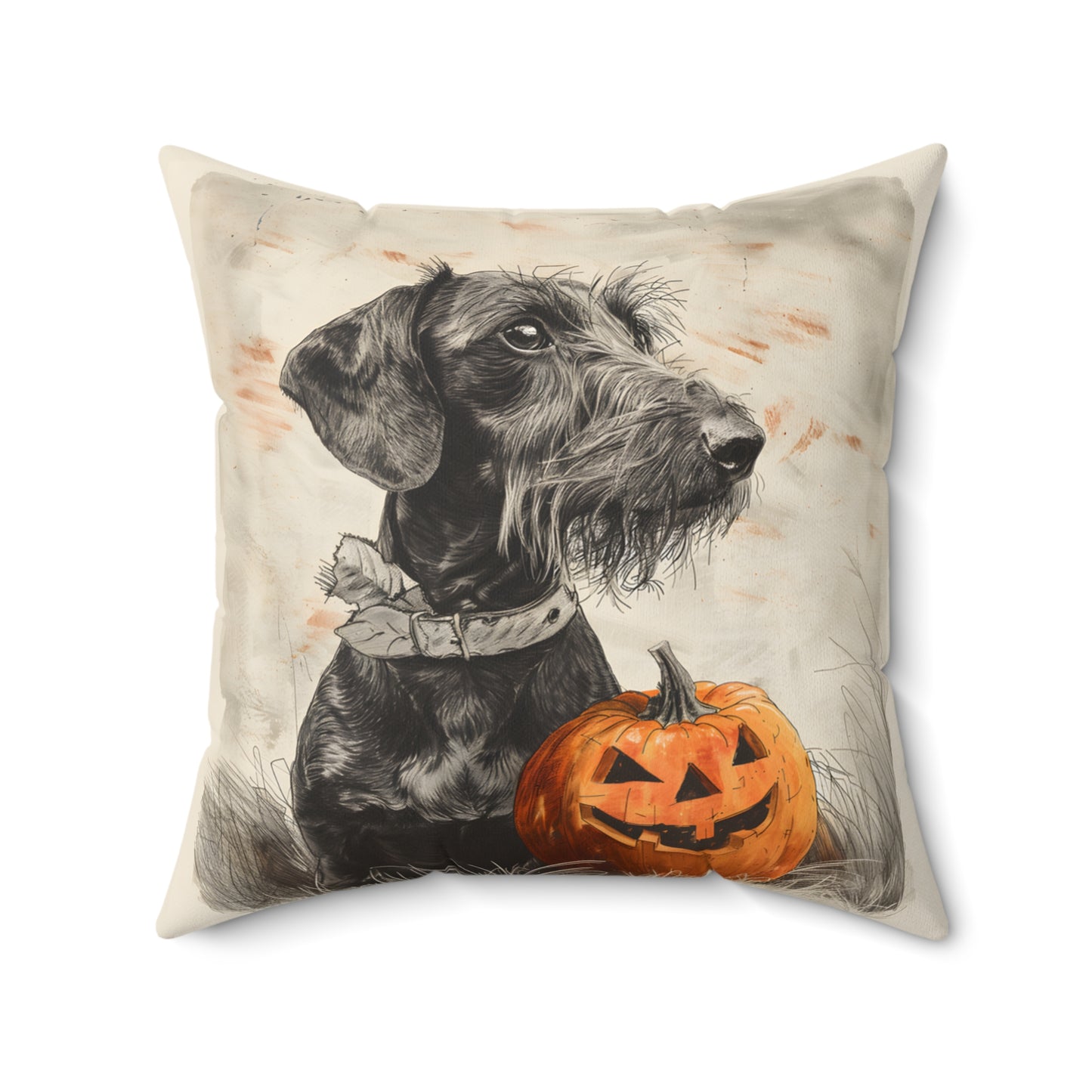 #29 Halloween Inspired Wire-Haired Dachshund Throw Pillow