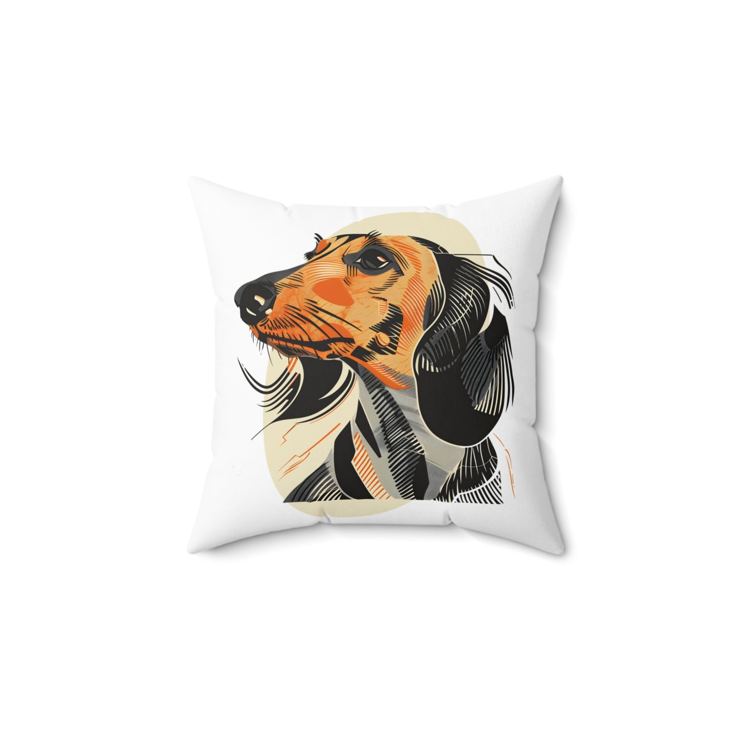 "Motion" Long-Haired Dachshund Square Throw Pillow