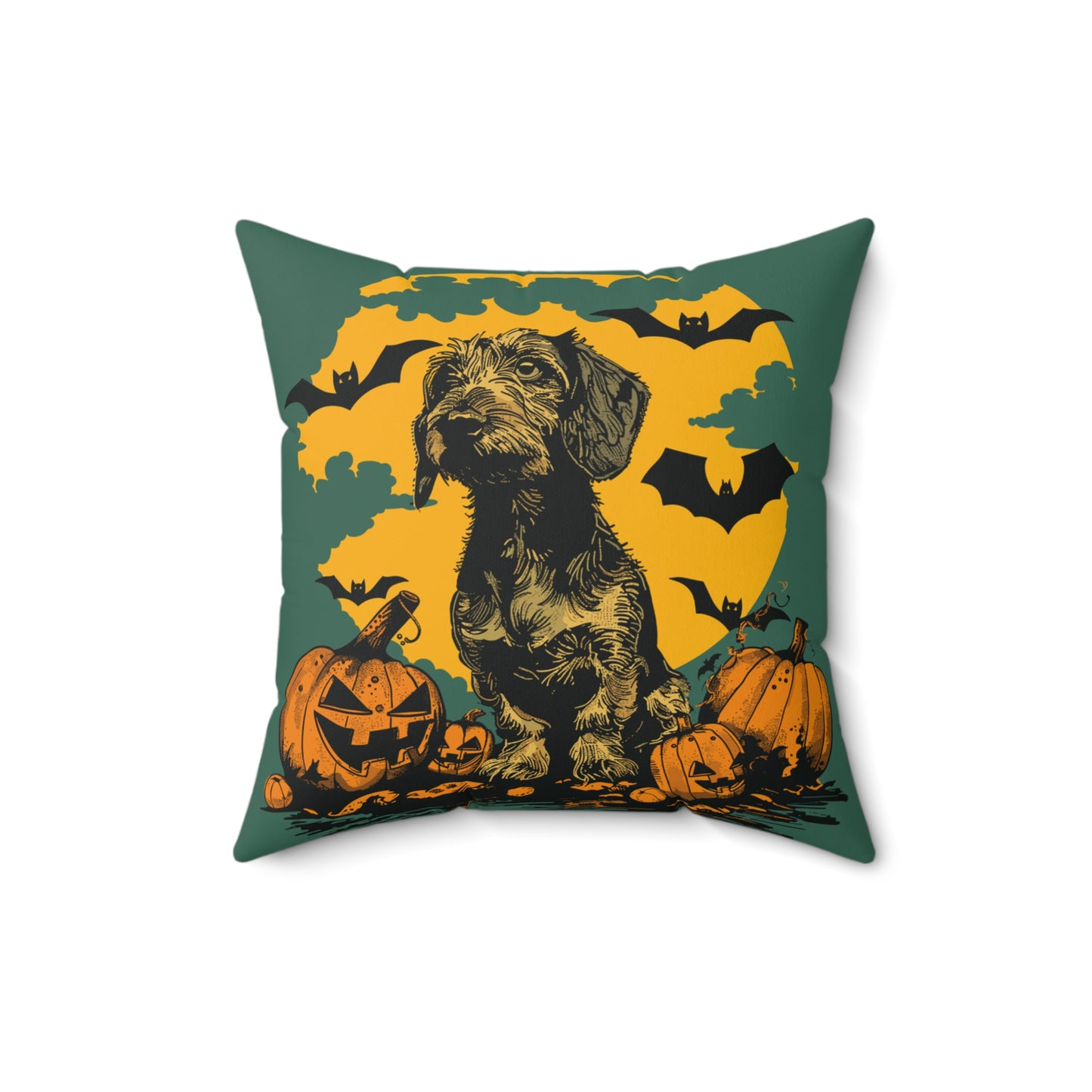 #36 Halloween Inspired Wire-Haired Dachshund Throw Pillow