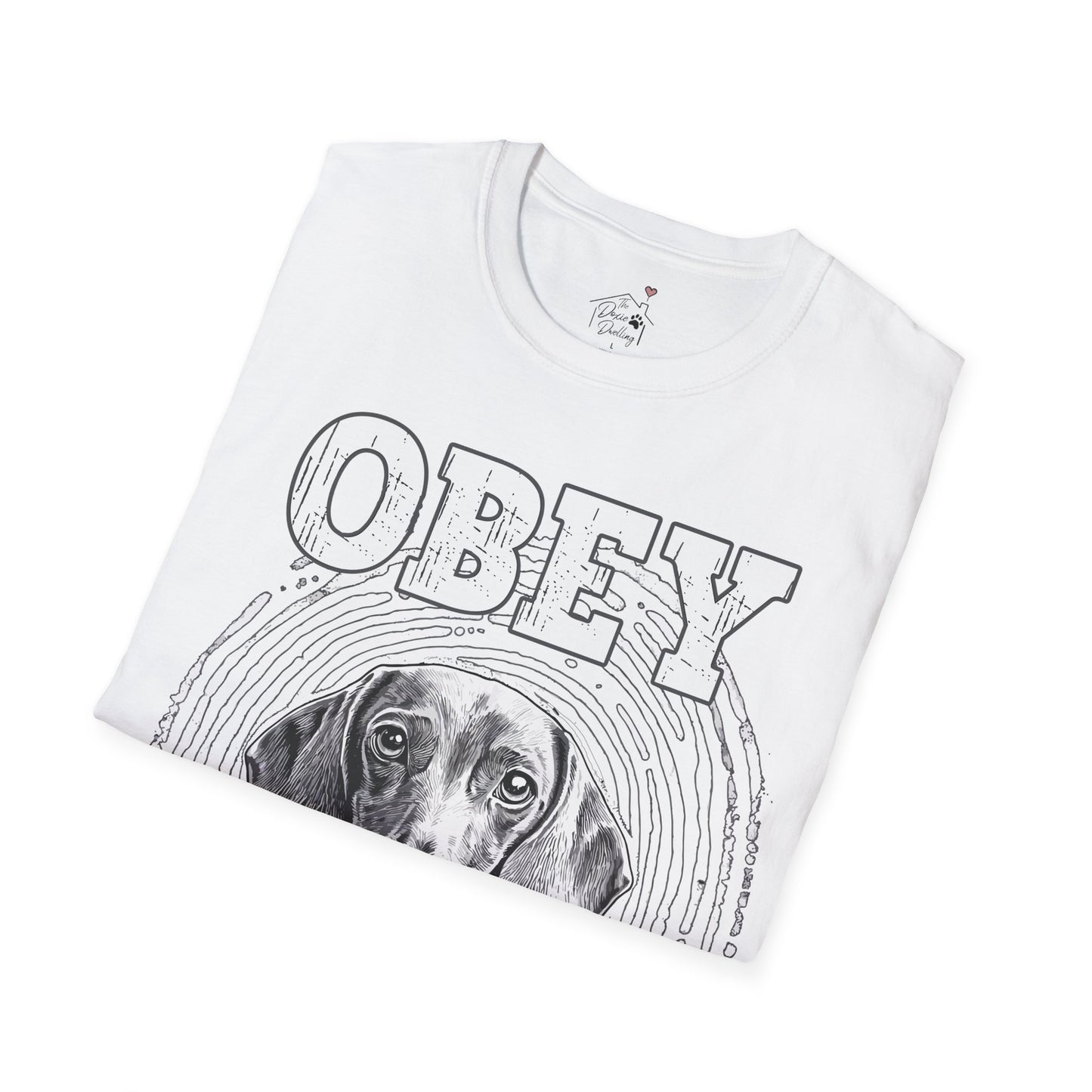 "Obey" Smooth-Haired Dachshund Unisex Softstyle T-Shirt