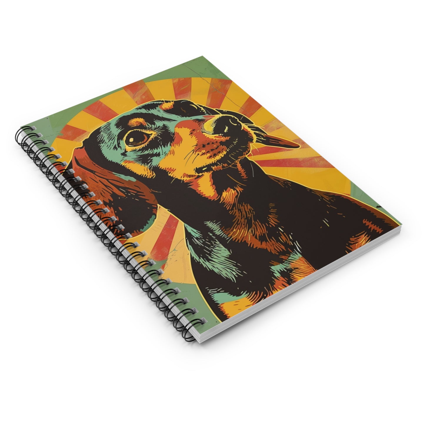 "Pow!" Black & Tan Smooth-Haired Dachshund Ruled Line Spiral Notebook