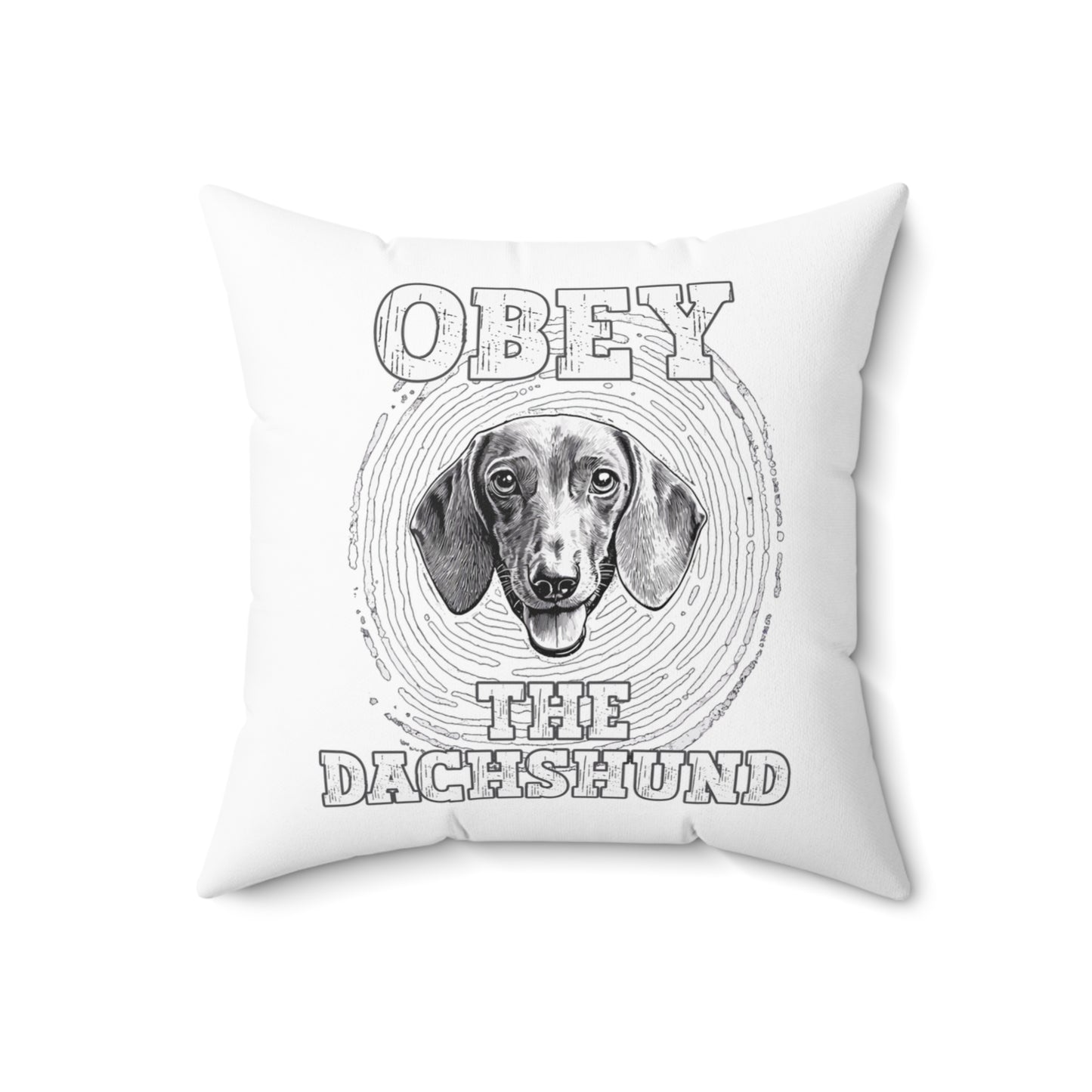 "Obey" Smooth-Haired Dachshund Square Throw Pillow