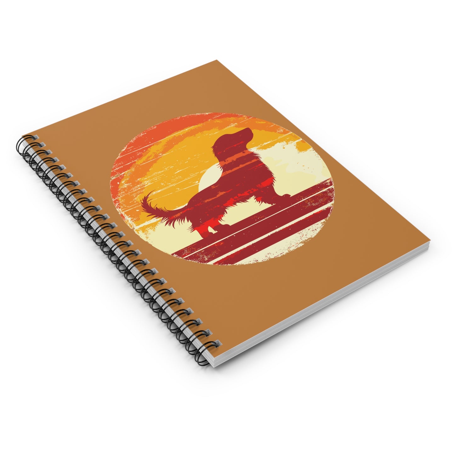 "Long Sunset" Long-Haired Dachshund Ruled Line Spiral Notebook