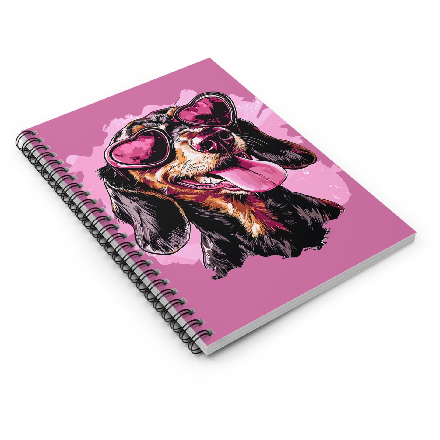"Heart Eyes" Black & Tan Smooth-Haired Dachshund Ruled Line Spiral Notebook