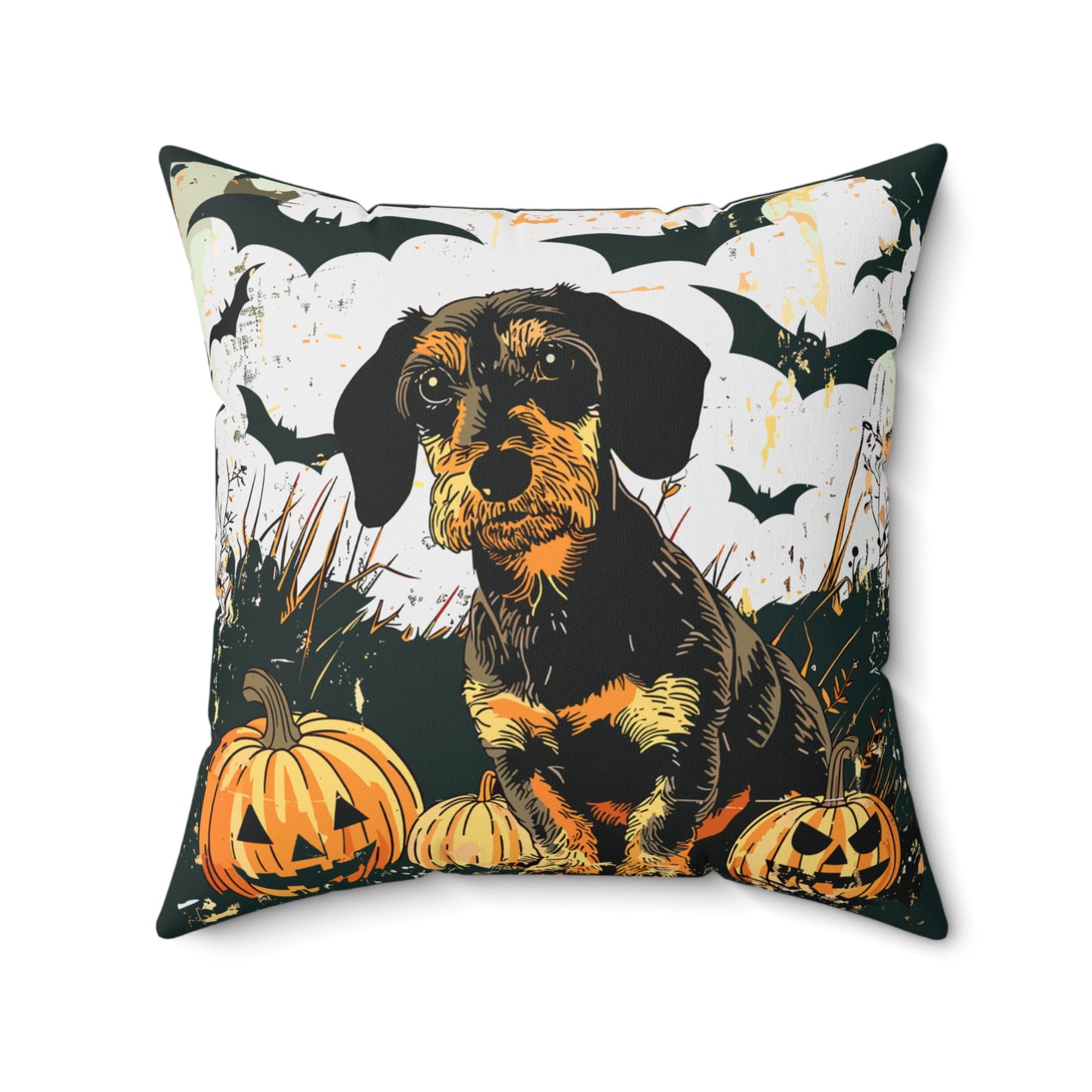 #27 Halloween Inspired Wire-Haired Dachshund Throw Pillow