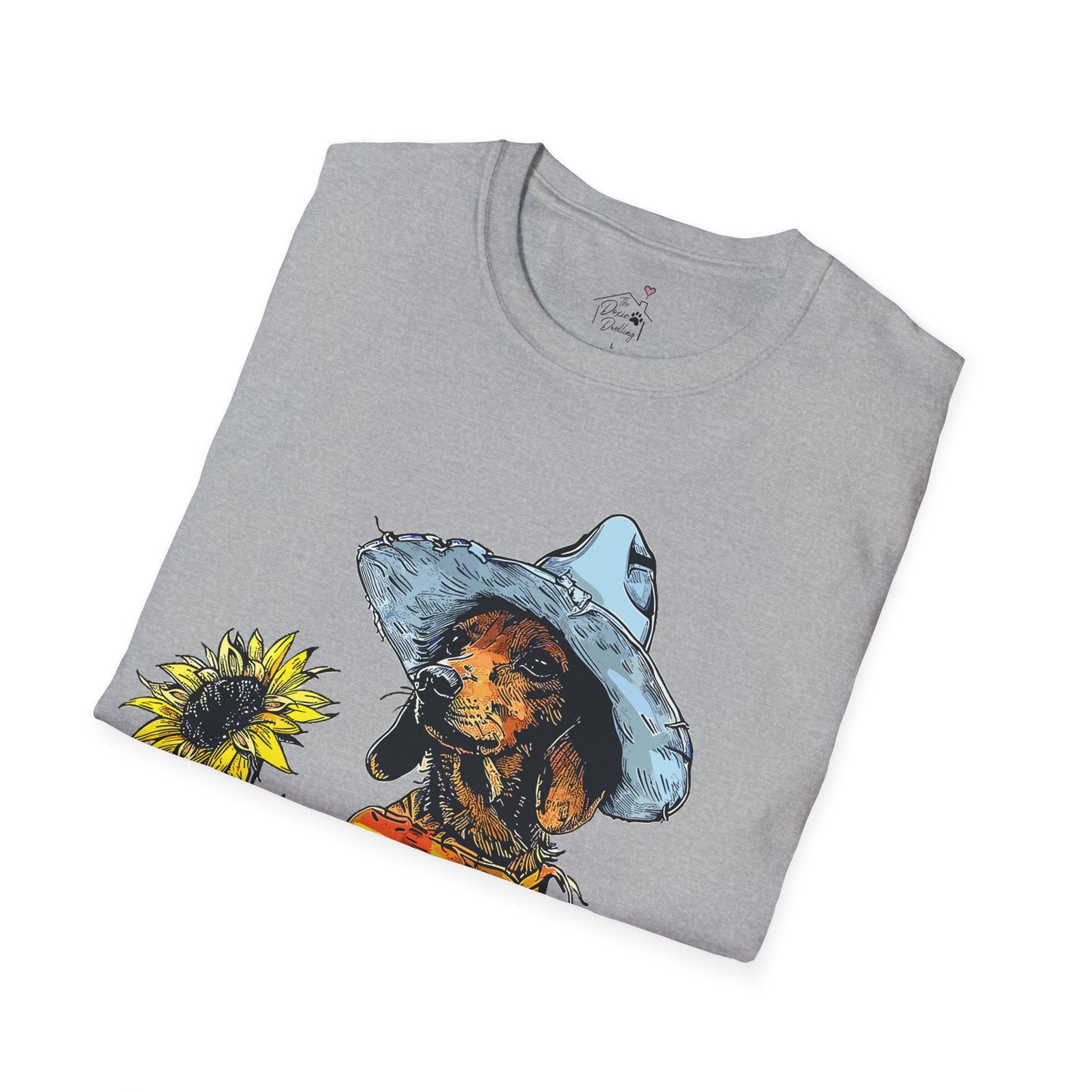 "Sunflowers" Tan Smooth-Haired Dachshund Unisex Softstyle T-Shirt