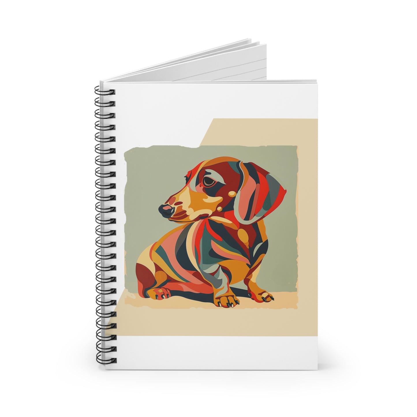 "Facet Hound" Tan Smooth-Haired Dachshund Ruled Line Spiral Notebook