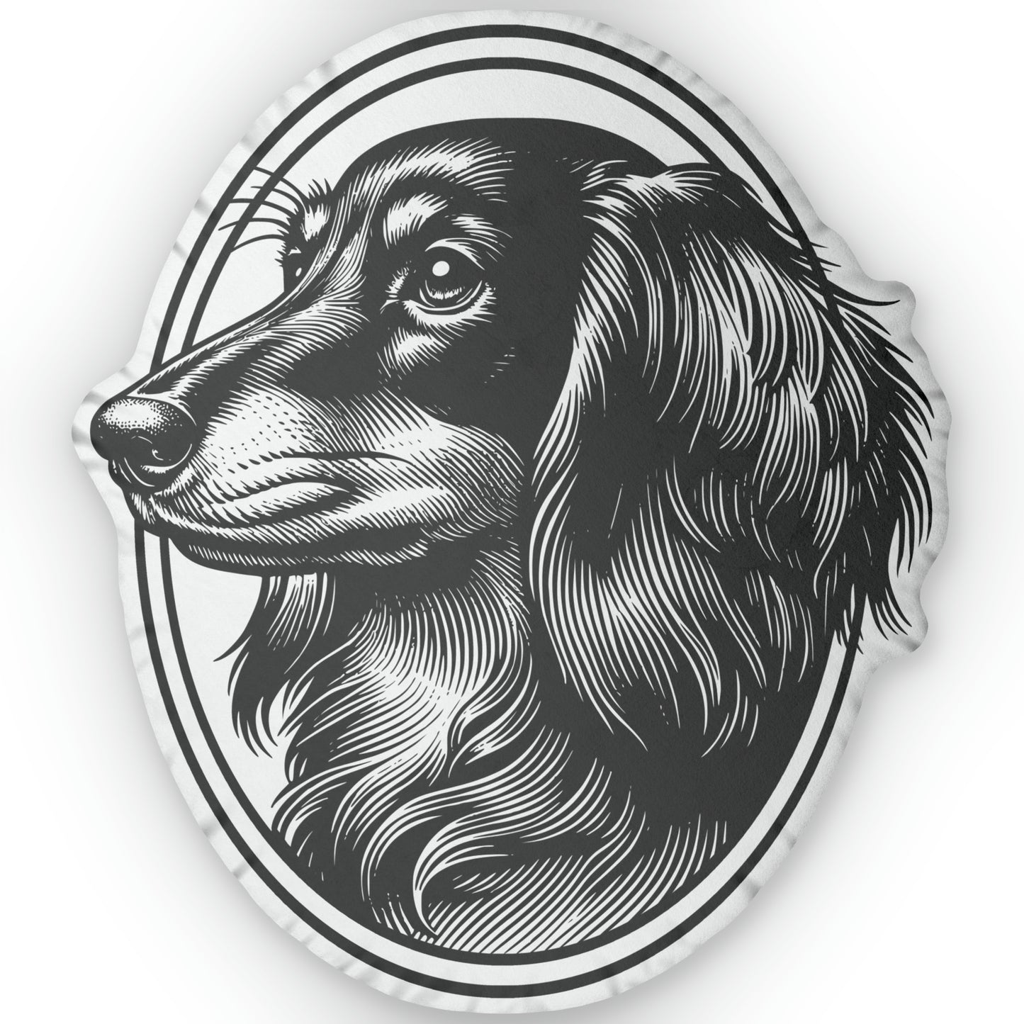 #6 Classic™ Long-Haired Dachshund Oval Custom-Shaped Pillow