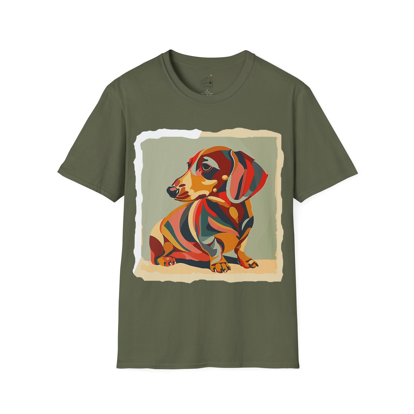 "Facet Hound" Tan Smooth-Haired Dachshund Unisex Softstyle T-Shirt