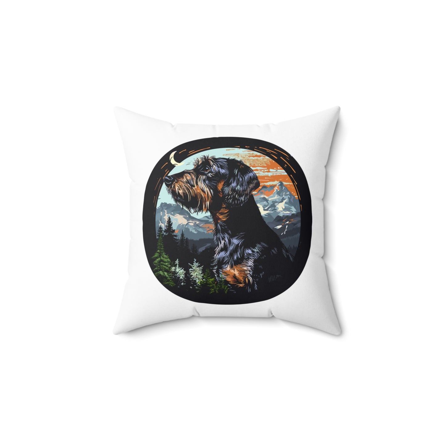 "Howl" Wire-Haired Dachshund Square Throw Pillow