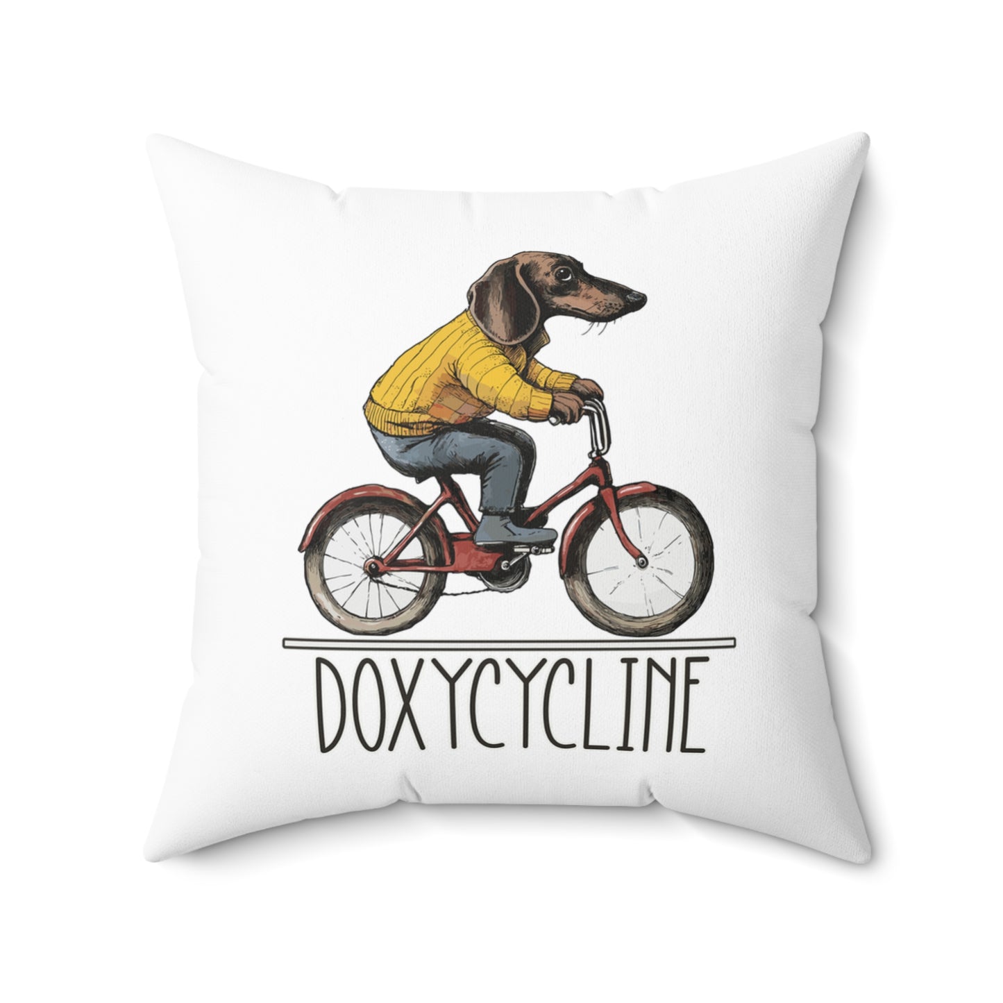 "Doxycycline" Smooth-Haired Dachshund Square Throw Pillow