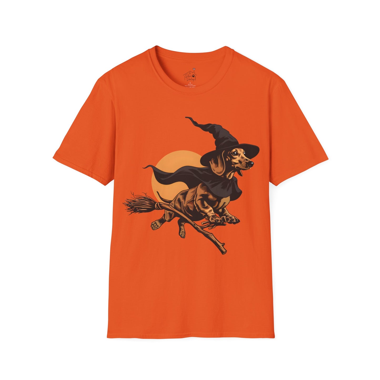"Take Flight" Tan Smooth-Haired Dachshund Halloween Unisex Softstyle T-Shirt