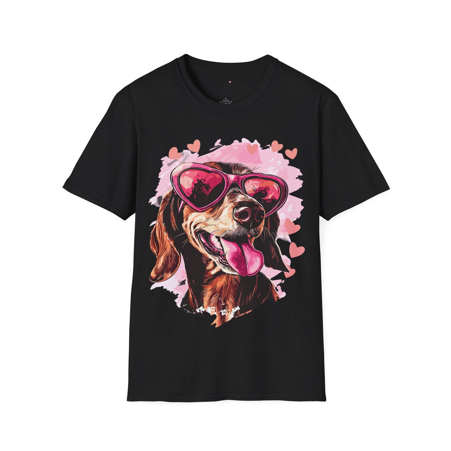 "Tanned Hearts" Tan Smooth-Haired Dachshund Unisex Softstyle T-Shirt