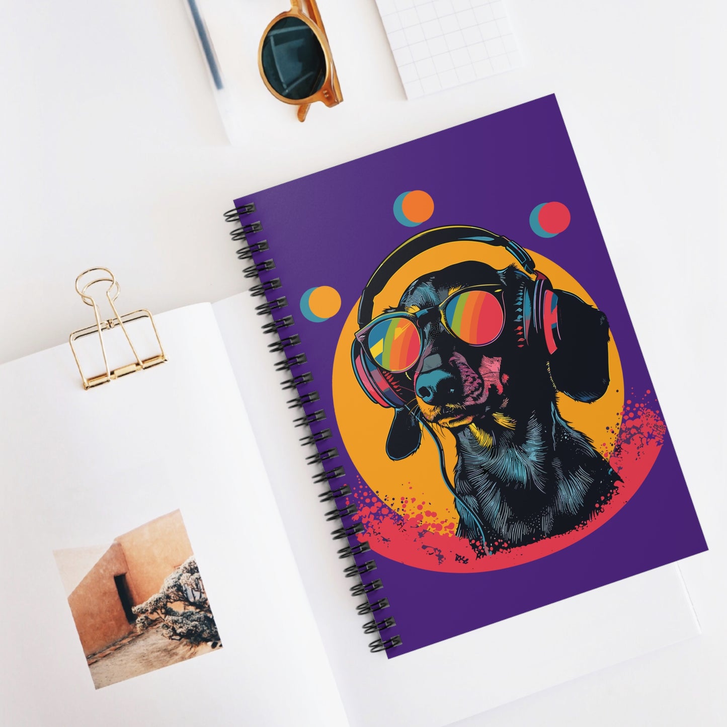 "Groove On" Black & Tan Smooth-Haired Dachshund Ruled Line Spiral Notebook