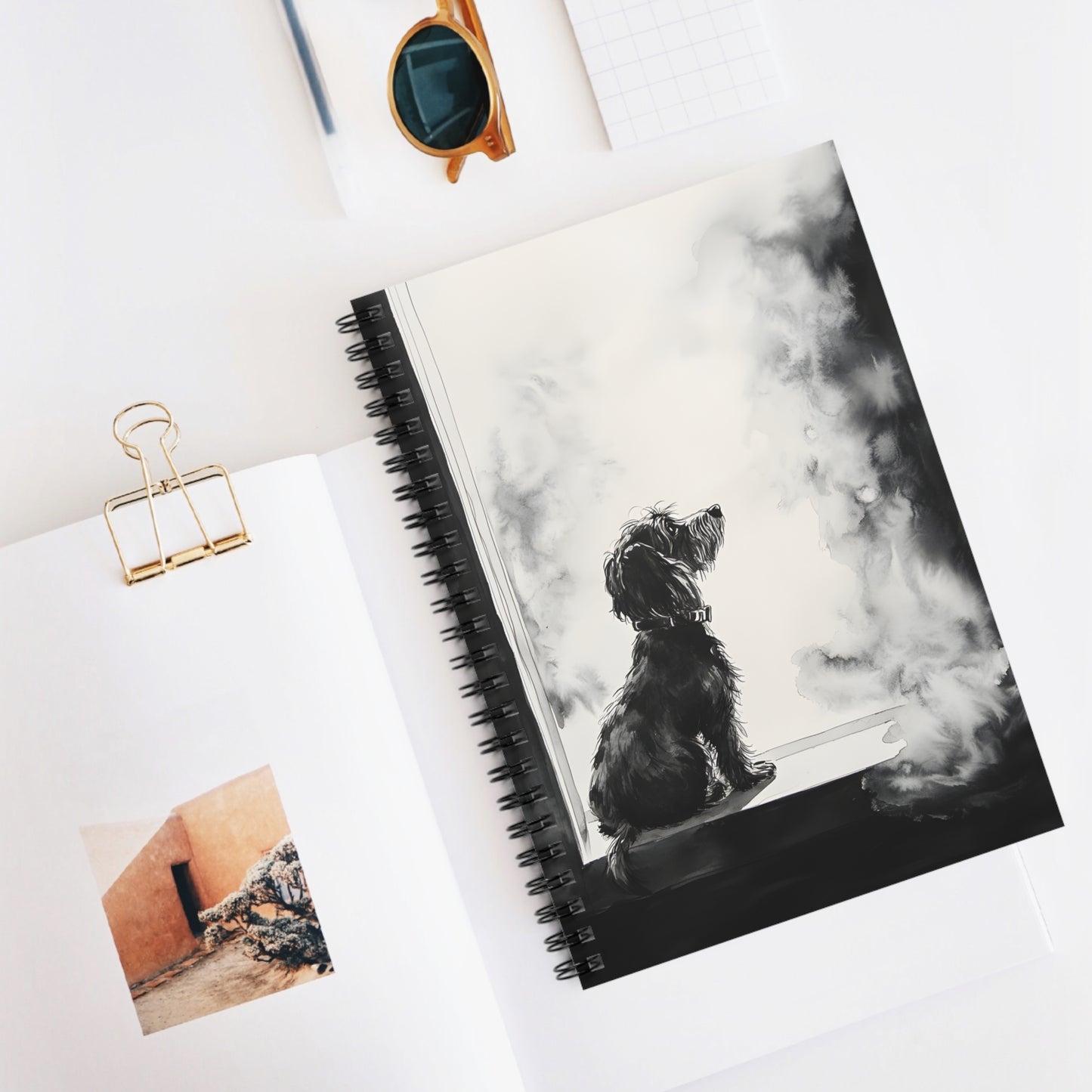 "Window Pane" Wire-Haired Dachshund Ruled Line Spiral Notebook