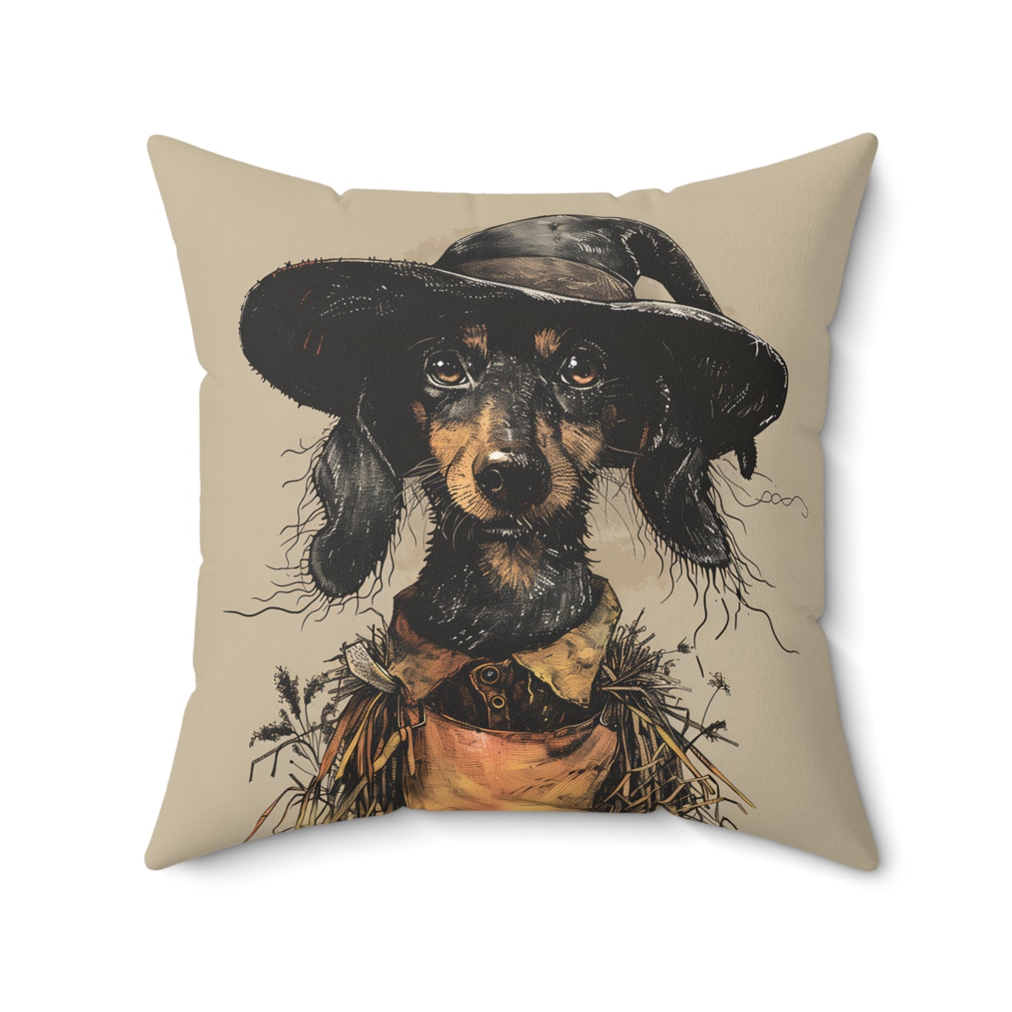 #8 Autumn Inspired Black & Tan Smooth-Haired Dachshund Throw Pillow