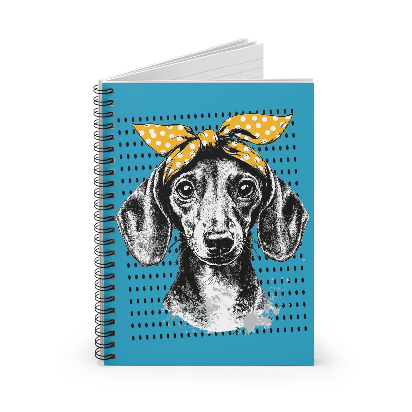 "Let's Polka" Tan Smooth-Haired Dachshund Ruled Line Spiral Notebook