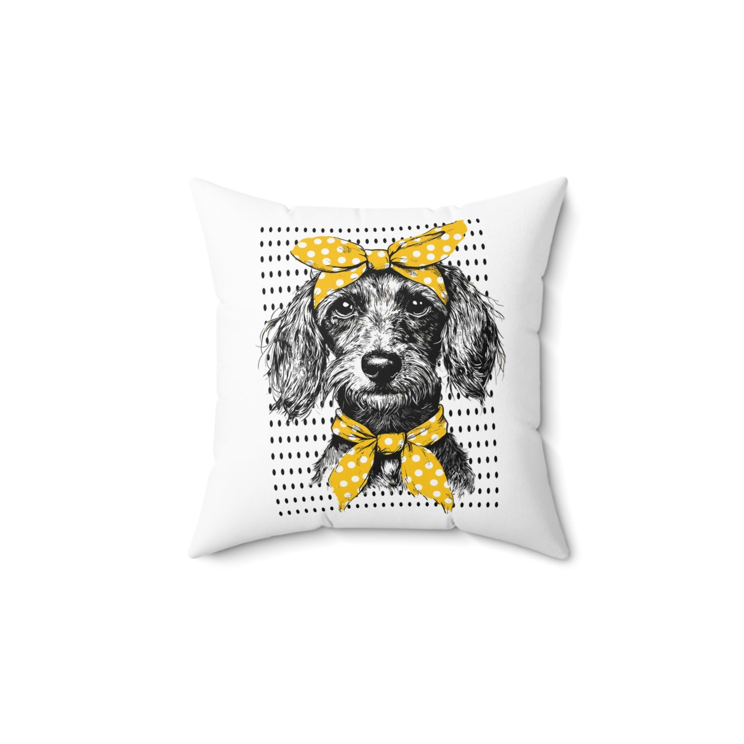 "Bikini" Wire-Haired Dachshund Square Throw Pillow
