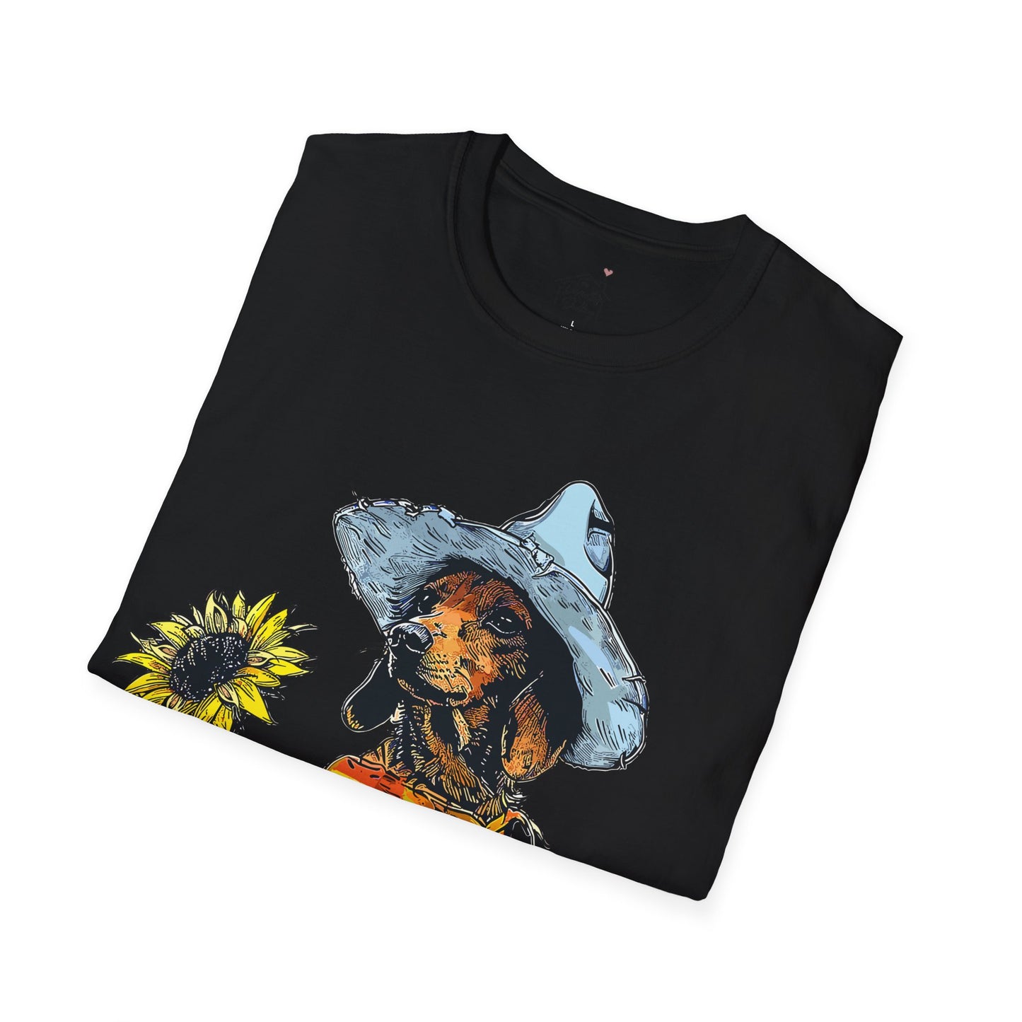"Sunflowers" Tan Smooth-Haired Dachshund Unisex Softstyle T-Shirt