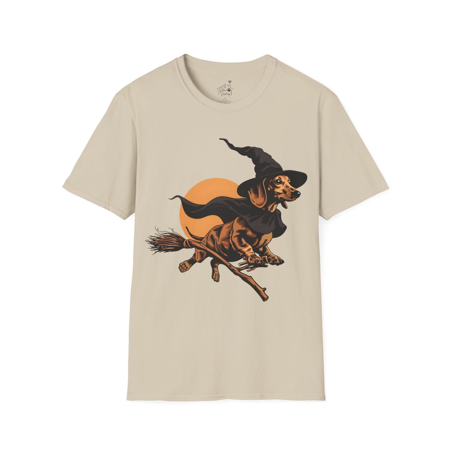 "Take Flight" Tan Smooth-Haired Dachshund Halloween Unisex Softstyle T-Shirt
