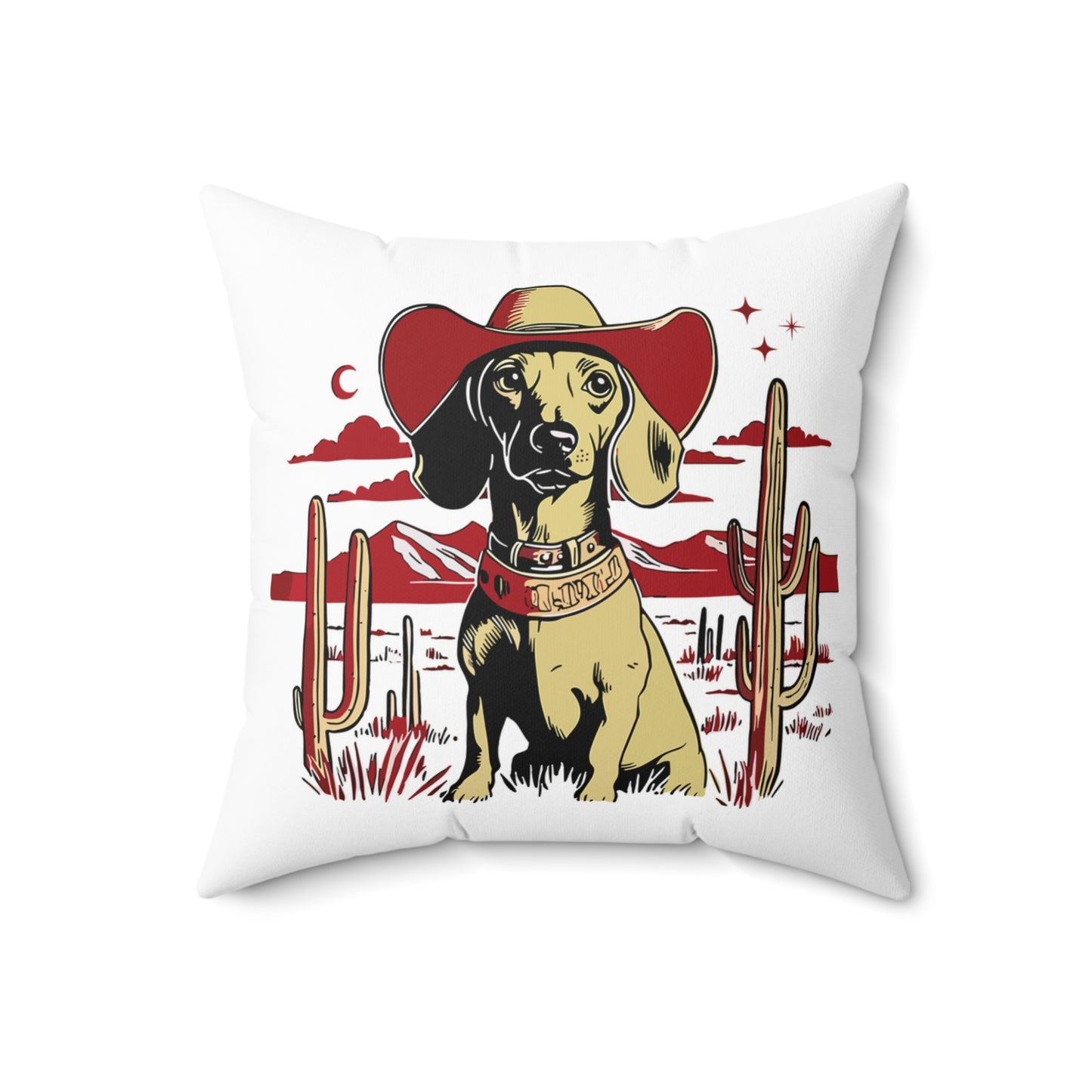 "Space Cowboy" Smooth-Haired Dachshund Square Throw Pillow