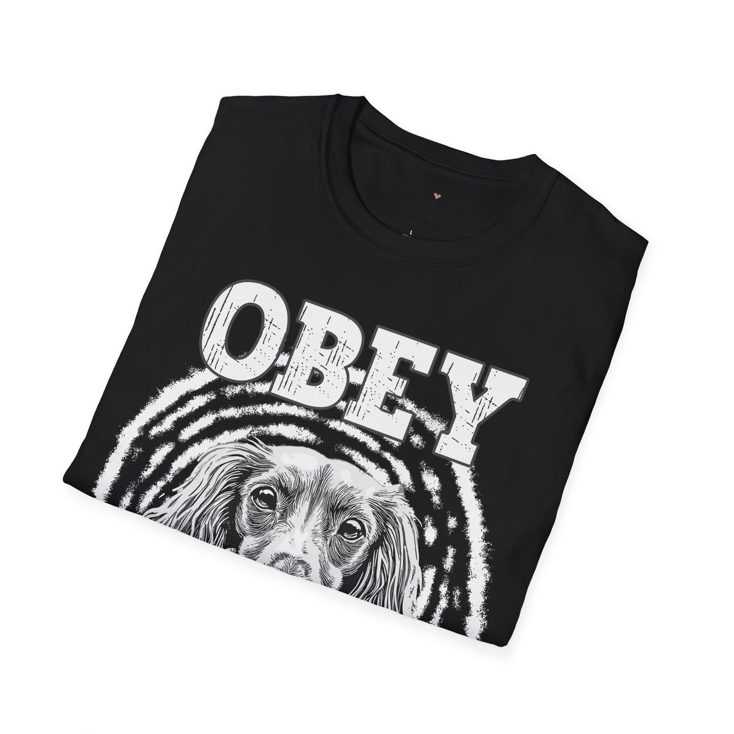 "Obey" Long-Haired Dachshund Unisex Softstyle T-Shirt