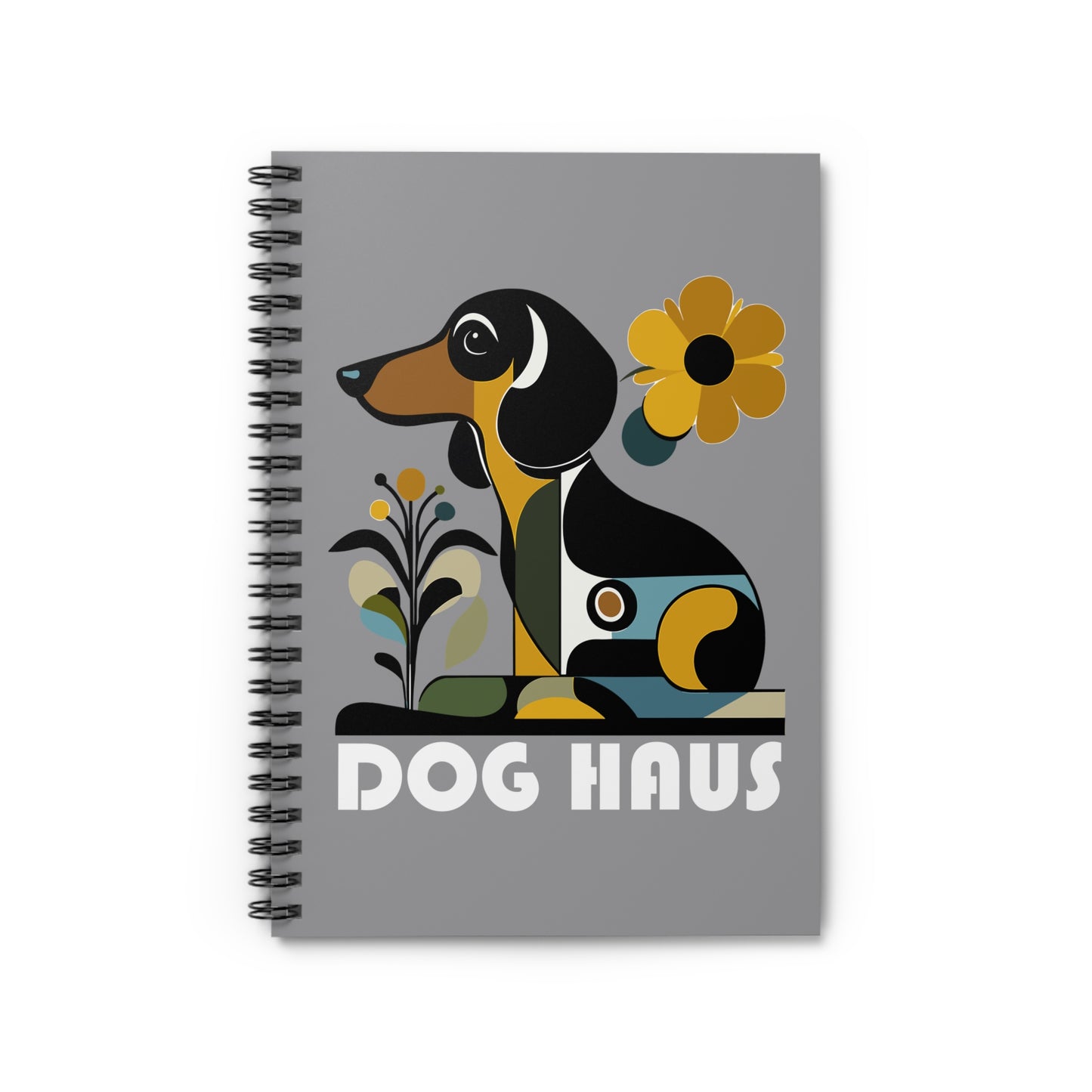 "Smooth Haus" Smooth-Haired Dachshund Ruled Line Spiral Notebook