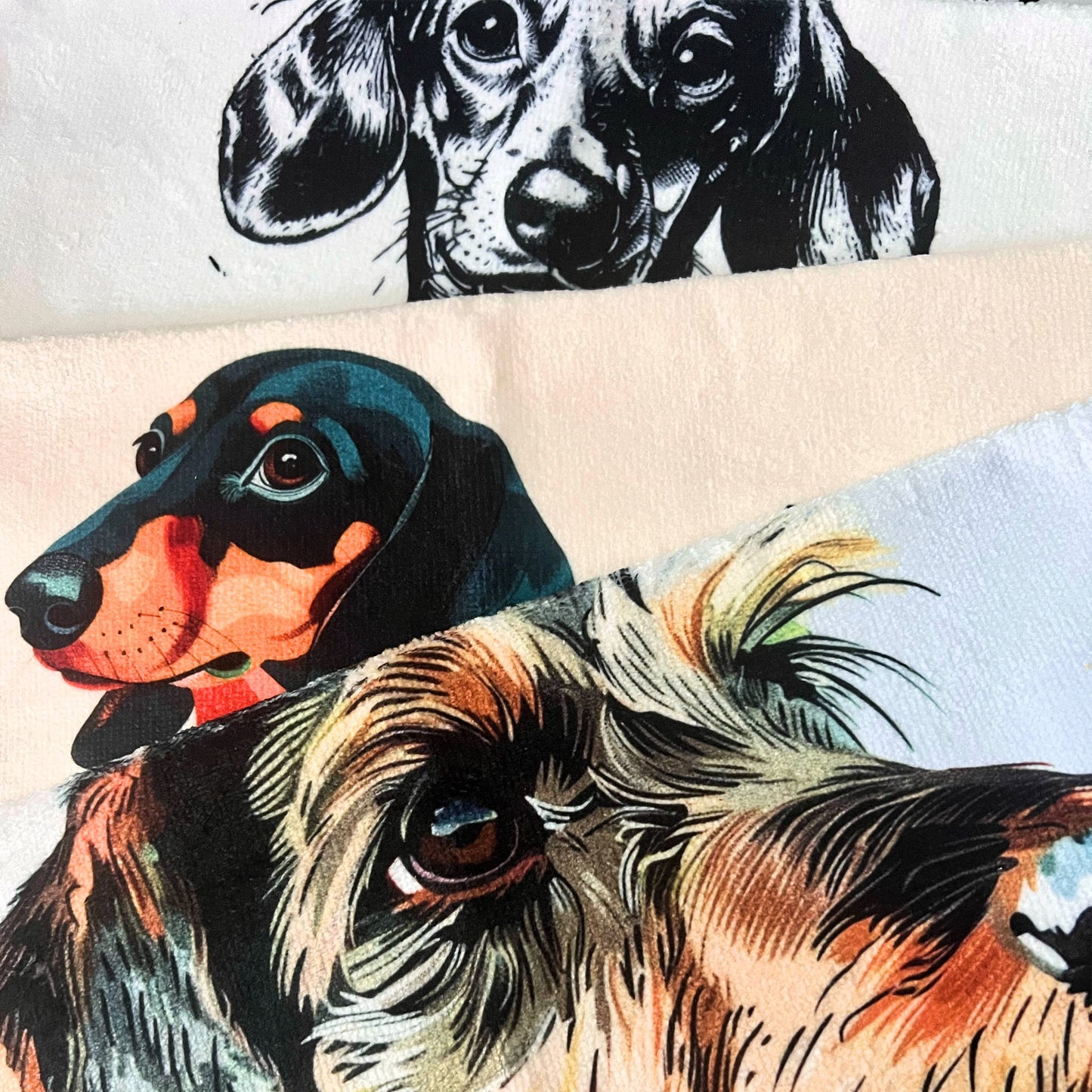 "Farmer's Market" Wire-Haired Dachshund Hand Towel Set