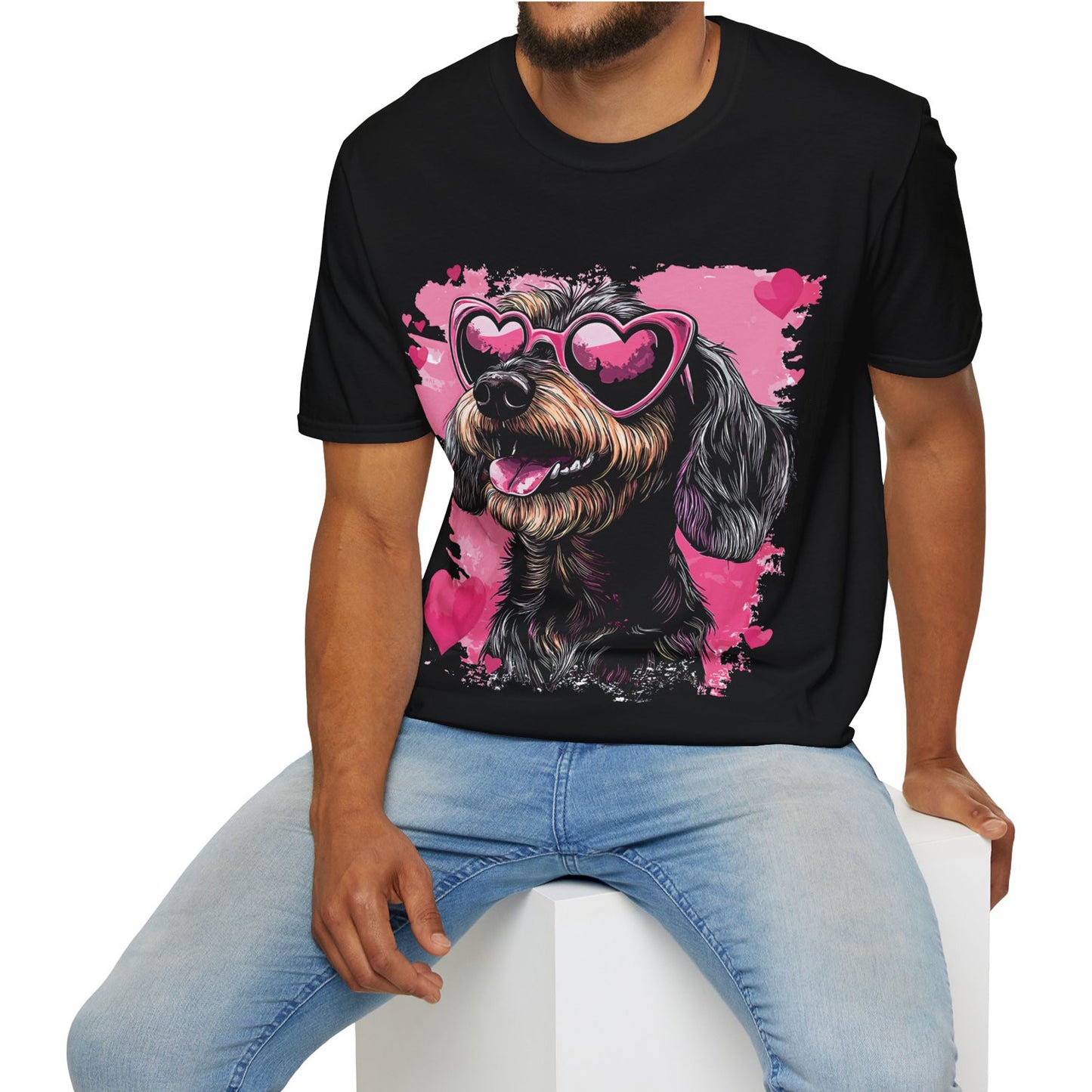 "Wired Heart" Wire-Haired Dachshund Unisex Softstyle T-Shirt