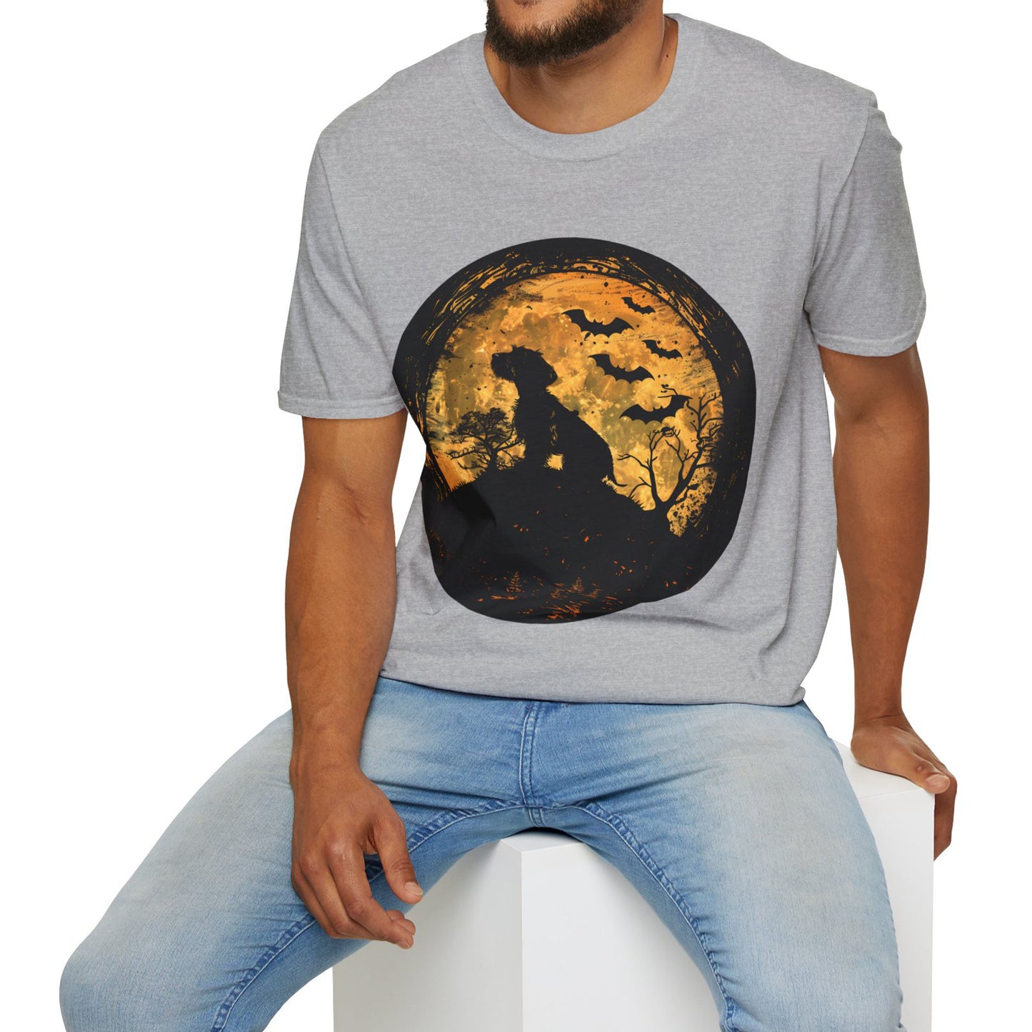 "Moon Child" Wire-Haired Dachshund Halloween Unisex Softstyle T-Shirt