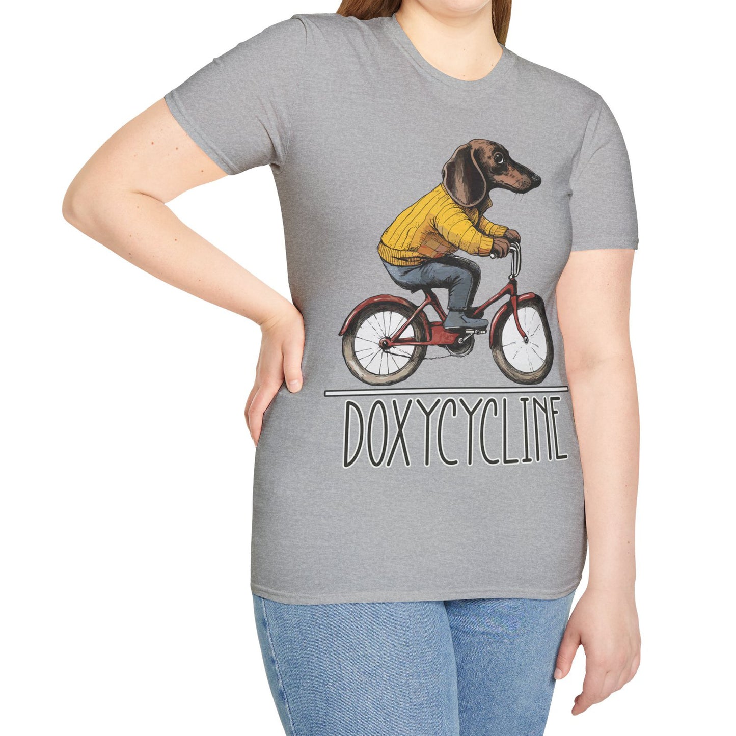 "Doxycycline" Tan Smooth-Haired Dachshund Unisex Softstyle T-Shirt