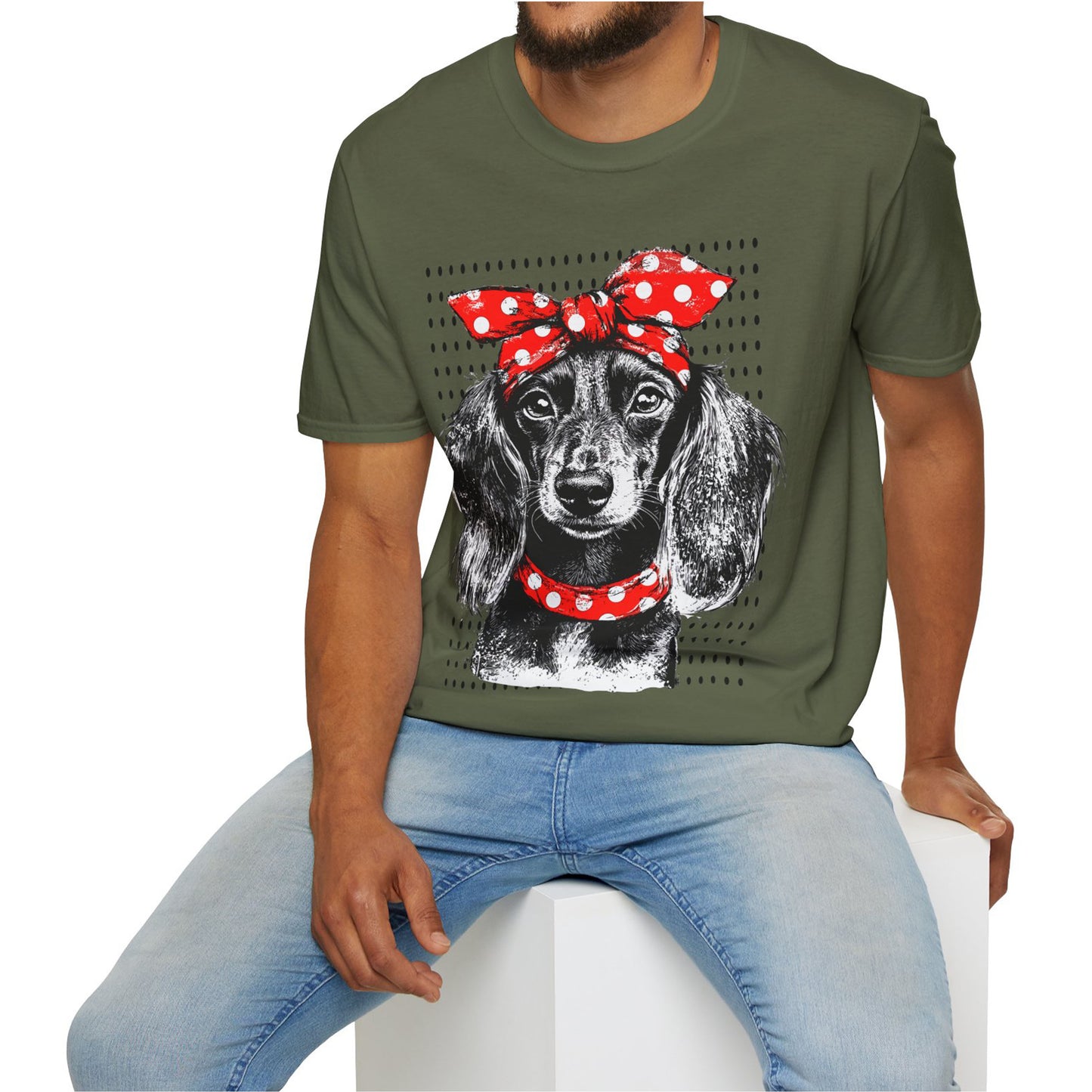 "Riveter" Long-Haired Dachshund Unisex Softstyle T-Shirt