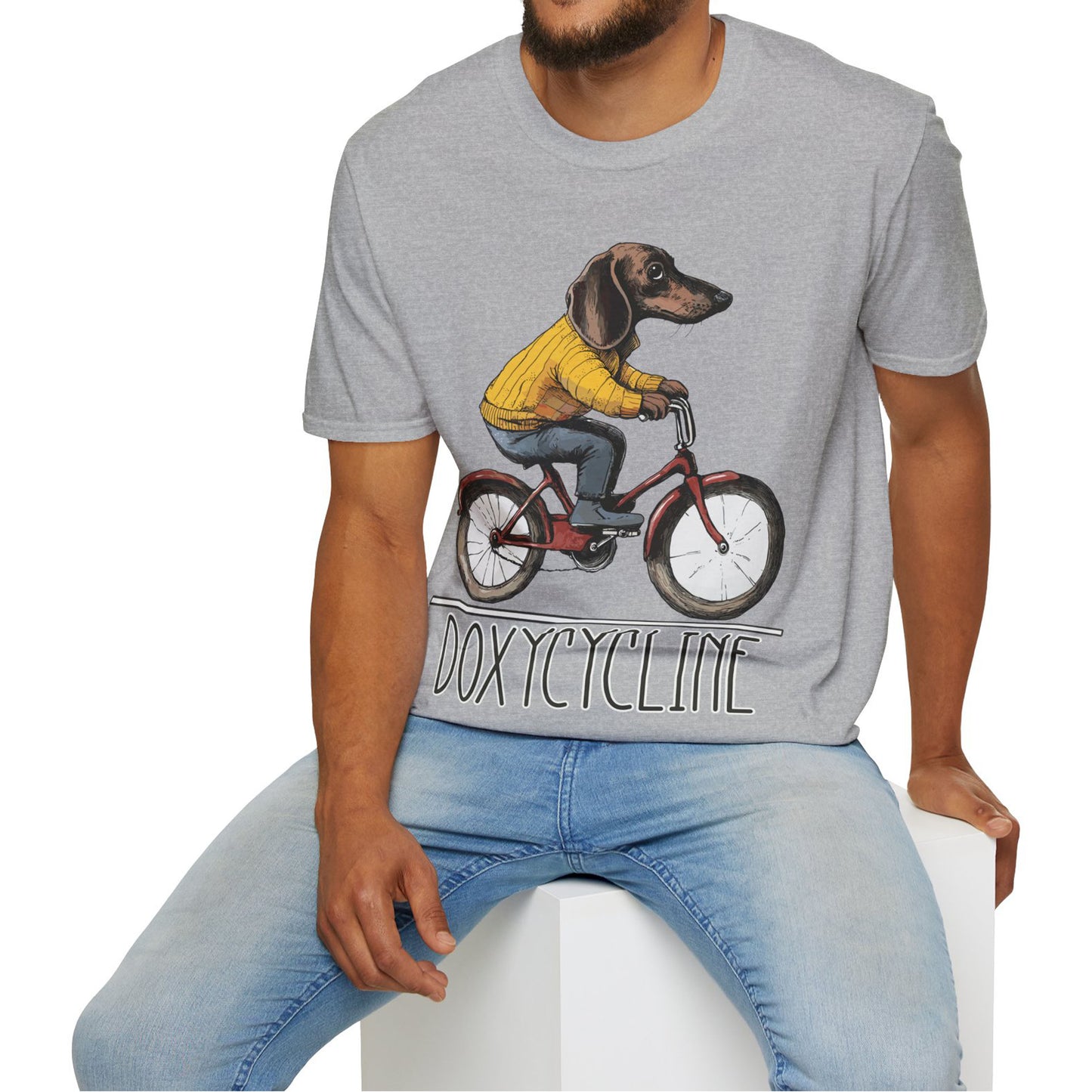 "Doxycycline" Tan Smooth-Haired Dachshund Unisex Softstyle T-Shirt