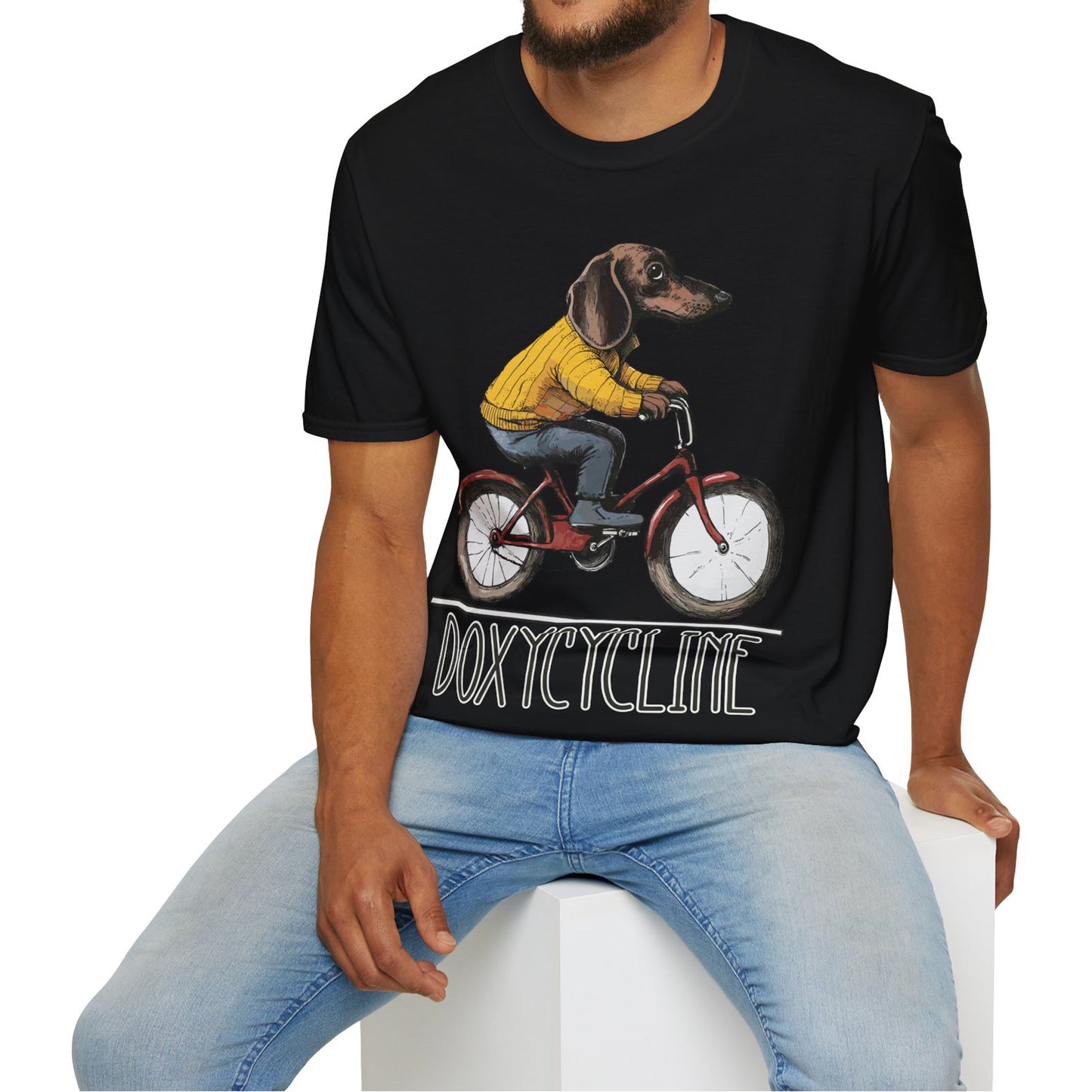 "Doxycycline" Tan Smooth-Haired Dachshund Unisex Softstyle T-Shirt