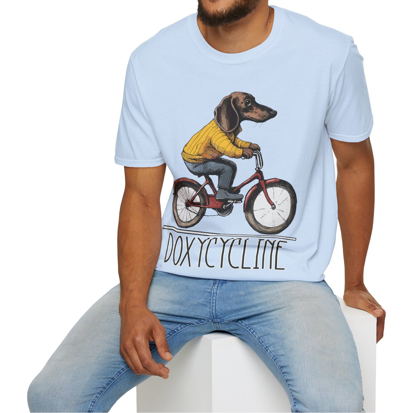 "Doxycycline" Tan Smooth-Haired Dachshund Unisex Softstyle T-Shirt
