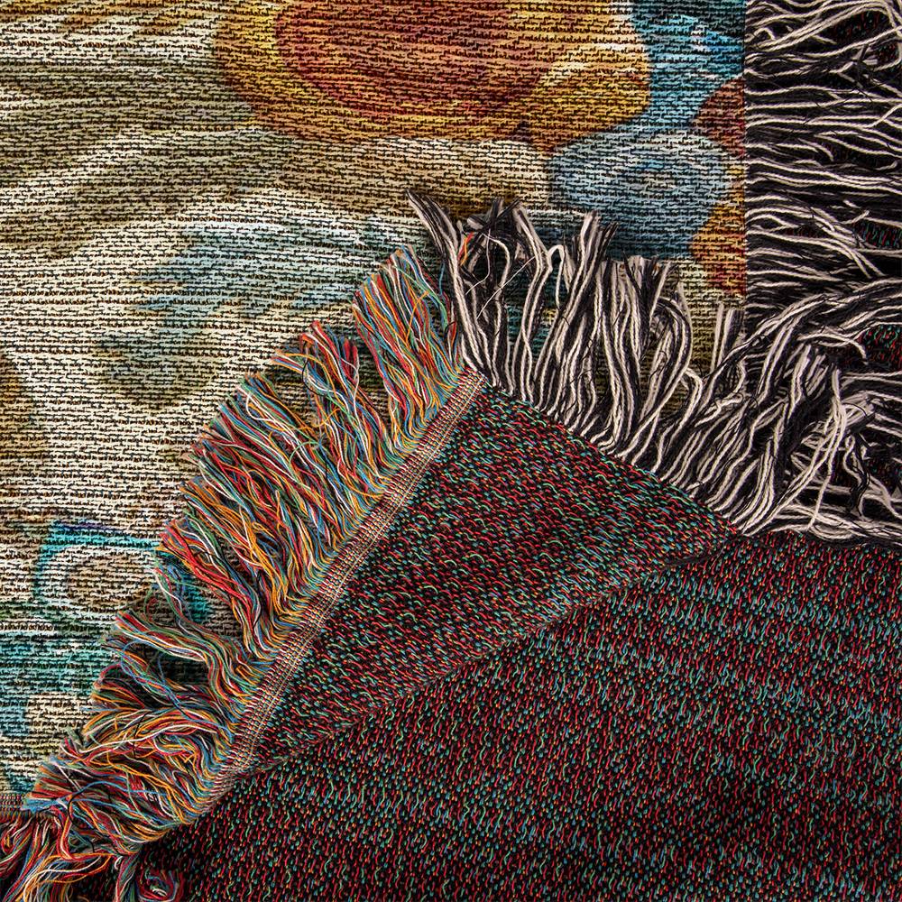 "Crafted" Black & Tan Smooth-Haired Dachshund Colorful Embroidery Inspired Woven Blanket