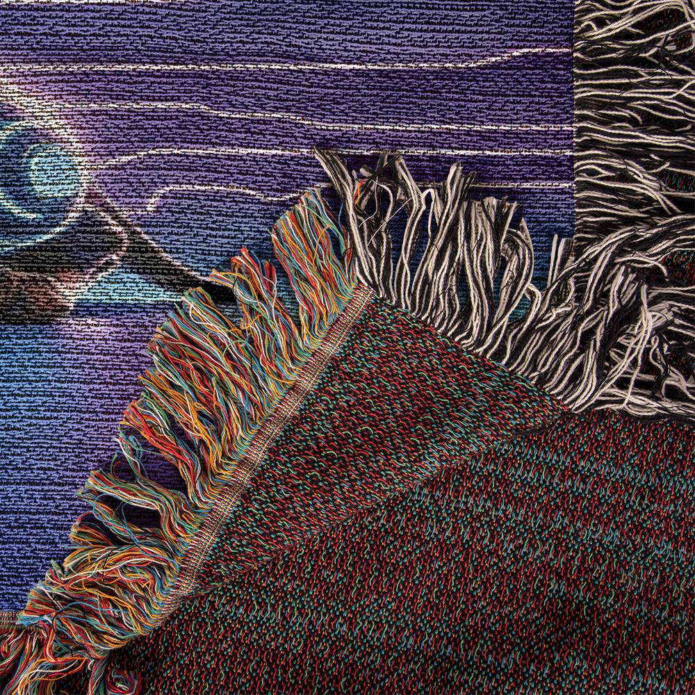 "Galactic Hound" Black & Tan Smooth-Haired Sci-Fi Inspired Woven Blanket