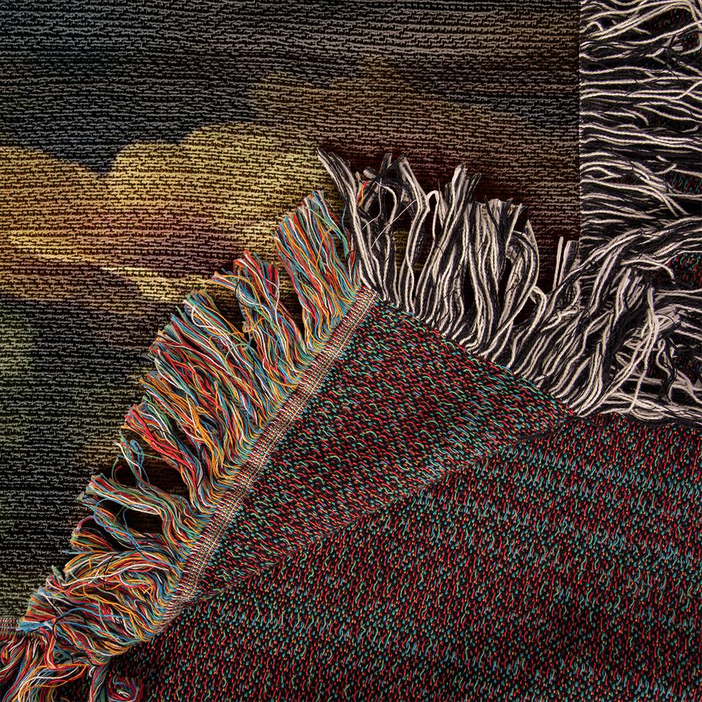 "The Duke of Doxie" Brown Smooth-Haired Dachshund Floral Impressionism Woven Blanket