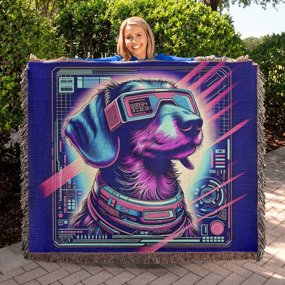 "Dog Byte" Wire-Haired Dachshund Sci-Fi Inspired Woven Blanket