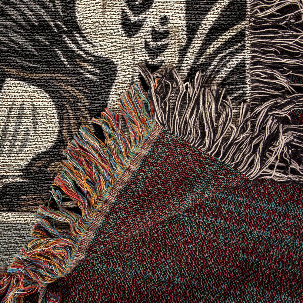 "Bold Wilderness" Wire-Haired Dachshund Brown Linocut Woven Blanket