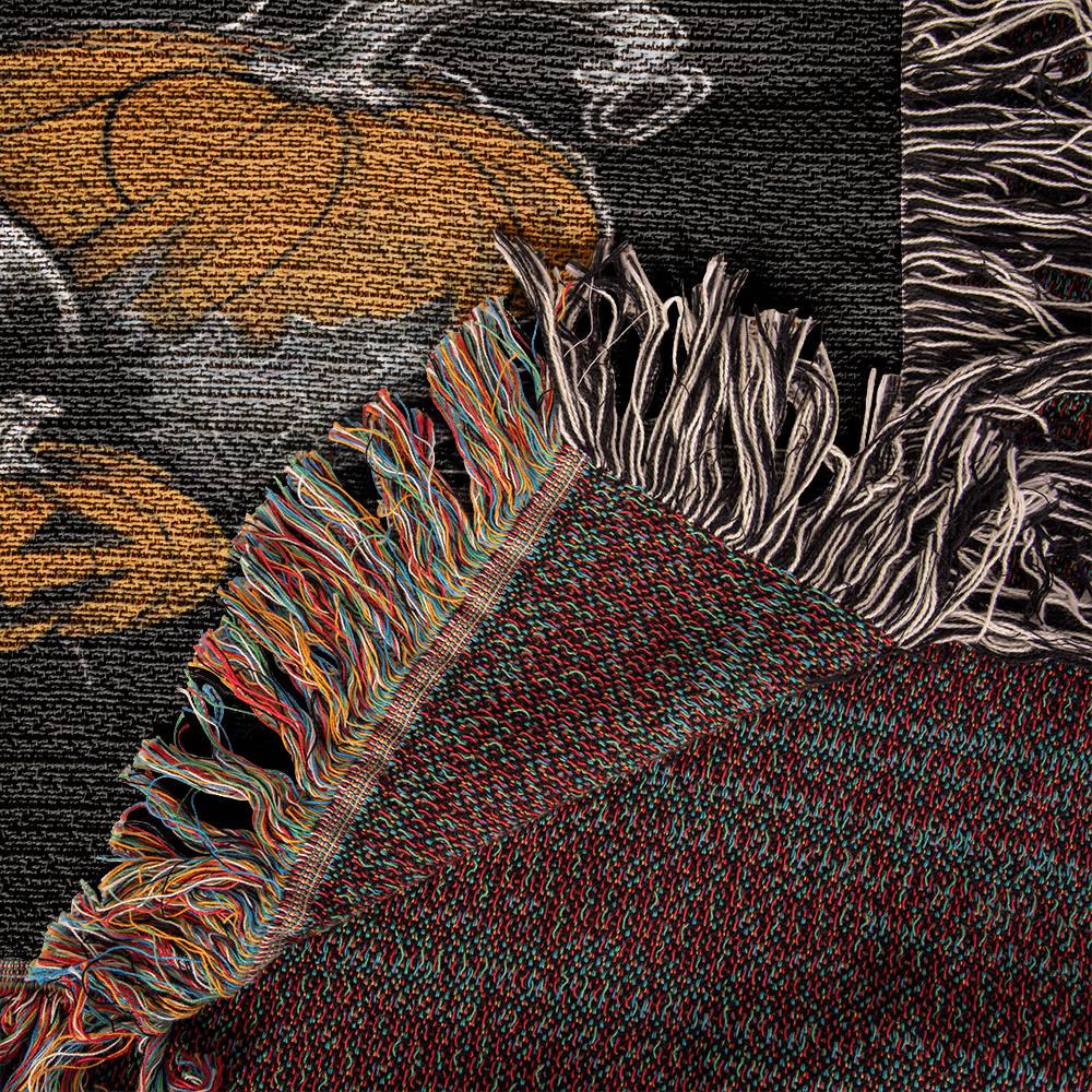 "Pumpkin Paws" Long-Haired Dachshund Halloween Inspired Woven Blanket