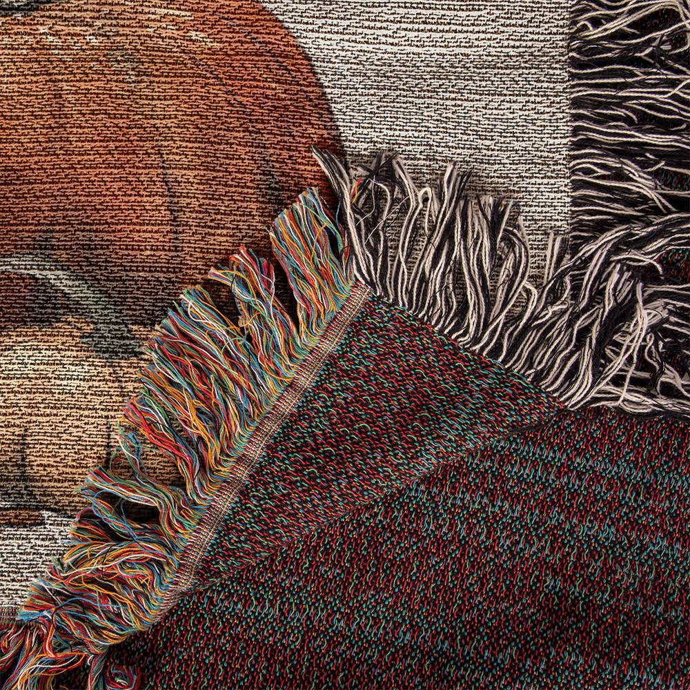 "Pumpkin Spice" Black & Tan Long-Haired Dachshund Autumn Inspired Woven Blanket