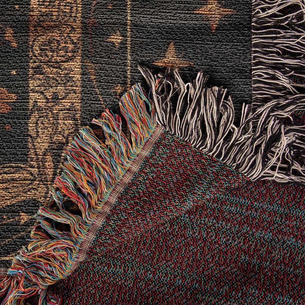 "Spooky" Black & Tan Smooth-Haired Dachshund Tarot/Halloween Inspired Woven Blanket